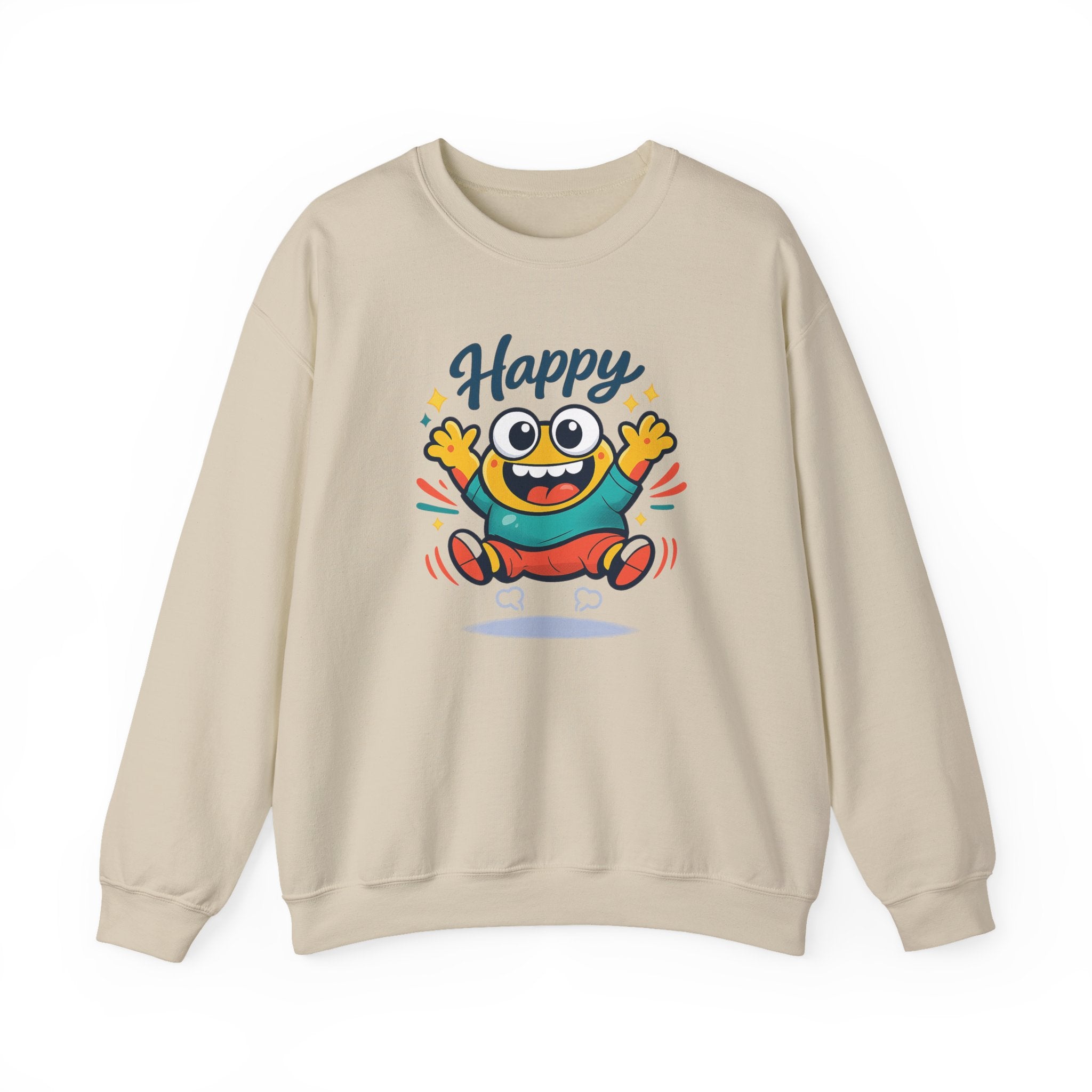 Happy Blob Cartoon Crewneck Sweatshirt | kawaii minimal, thick outline