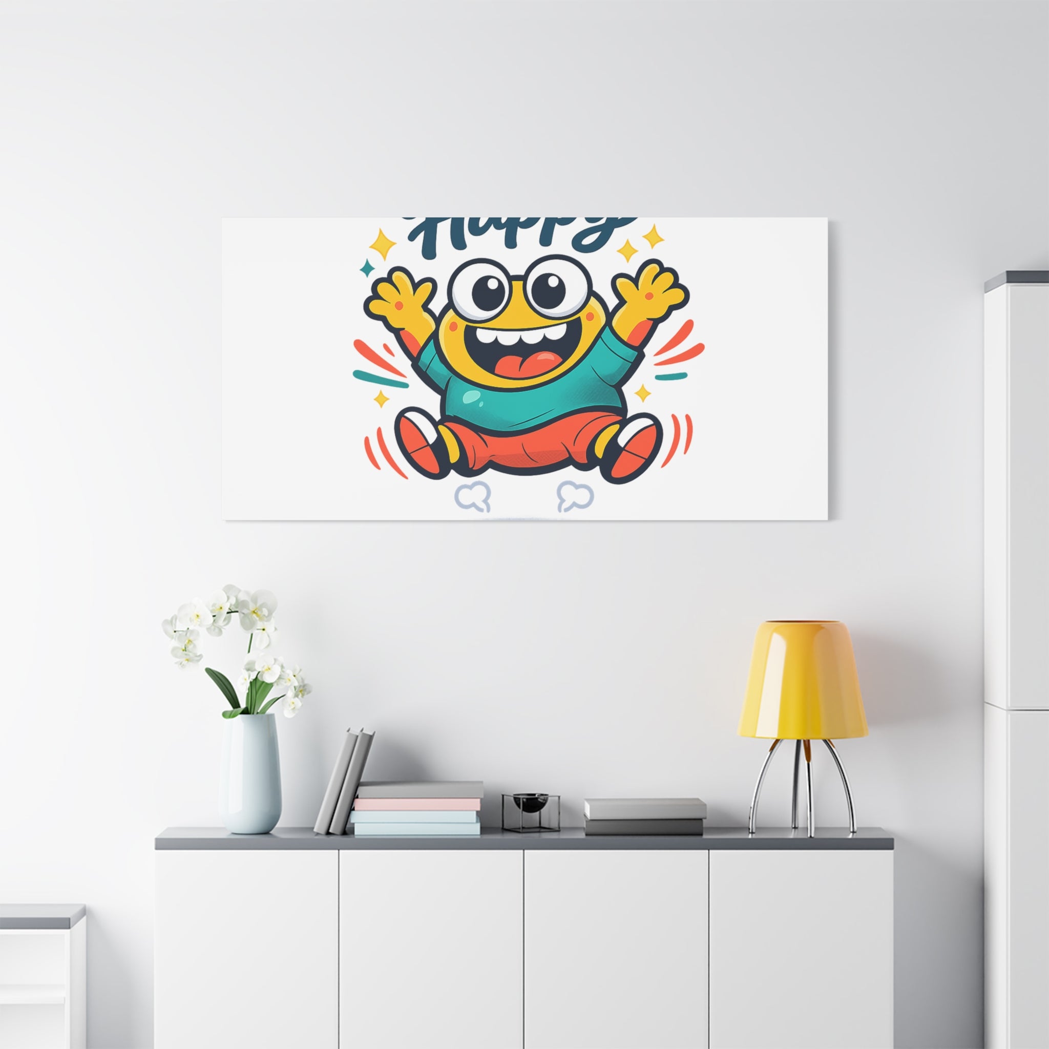 Happy Blob Cartoon Canvas | Bold Cartoon, Thick Outline, Kawaii Minimal