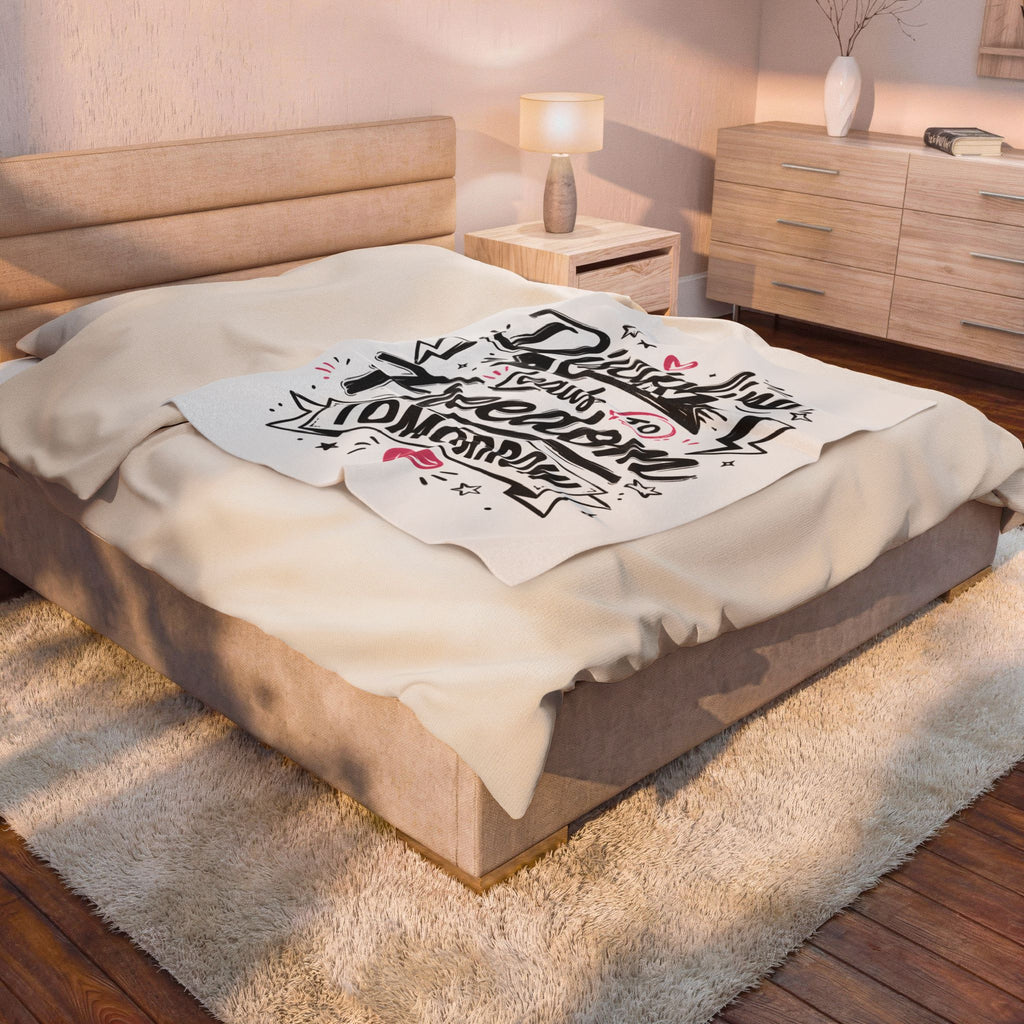 Velveteen Plush Blanket — "Discipline Today Leads to Freedom Tomorrow" Inspirational Throw Blanket