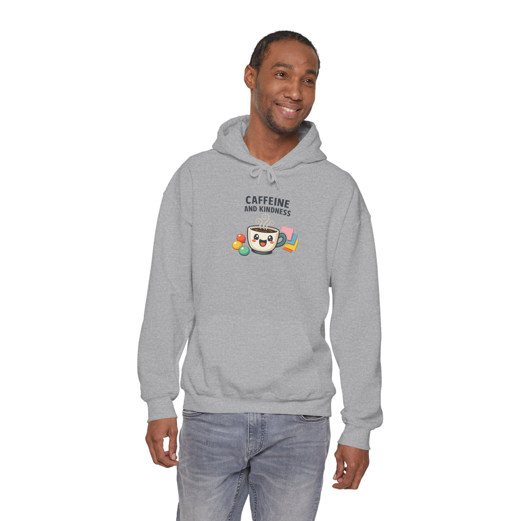 Caffeine and Kindness Hoodie - Cozy Coffee-Themed Sweatshirt