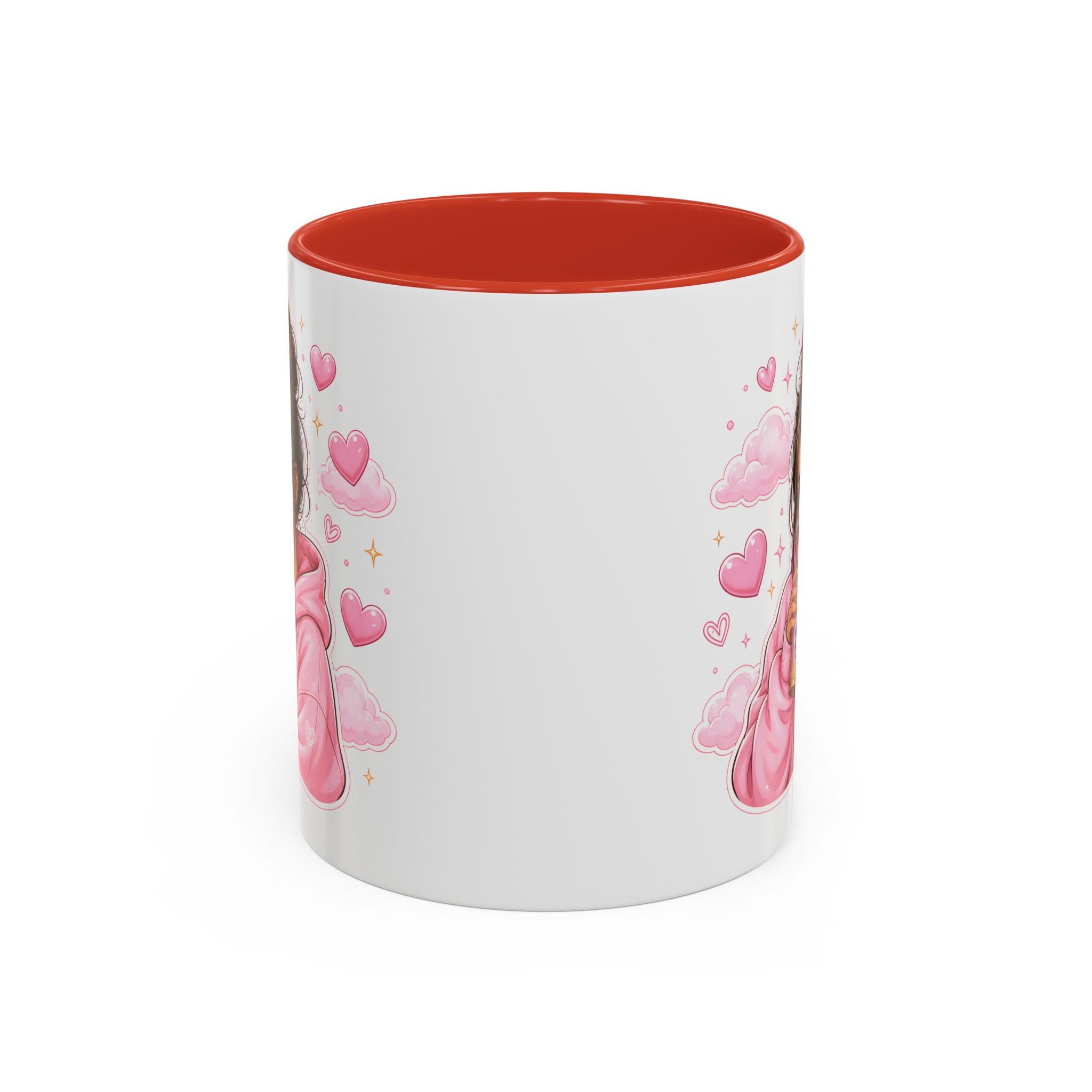 Cute Girl Pink Hoodie Coffee Mug — Iced Coffee Aesthetic Accent Mug (11/15oz)