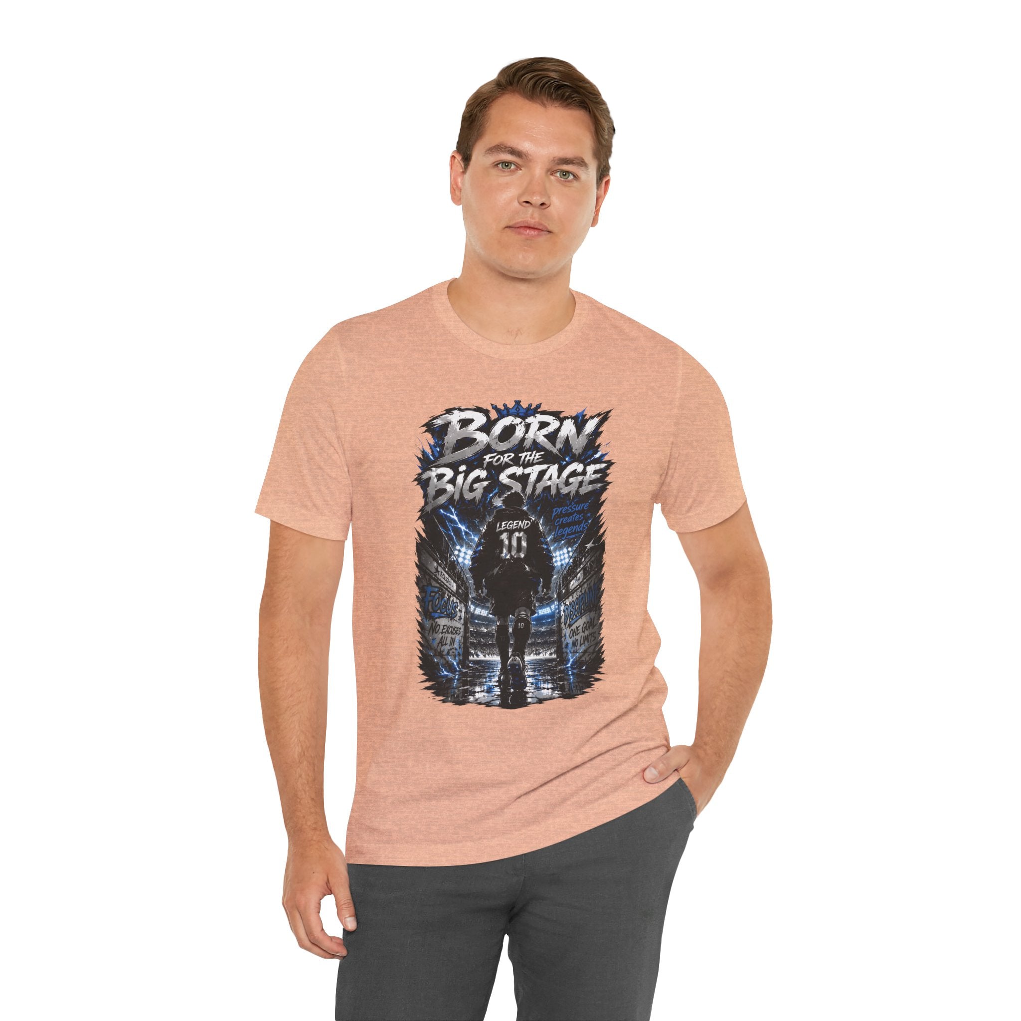 Soccer Player T‑Shirt — "Born for the Big Stage" Football Match Tee