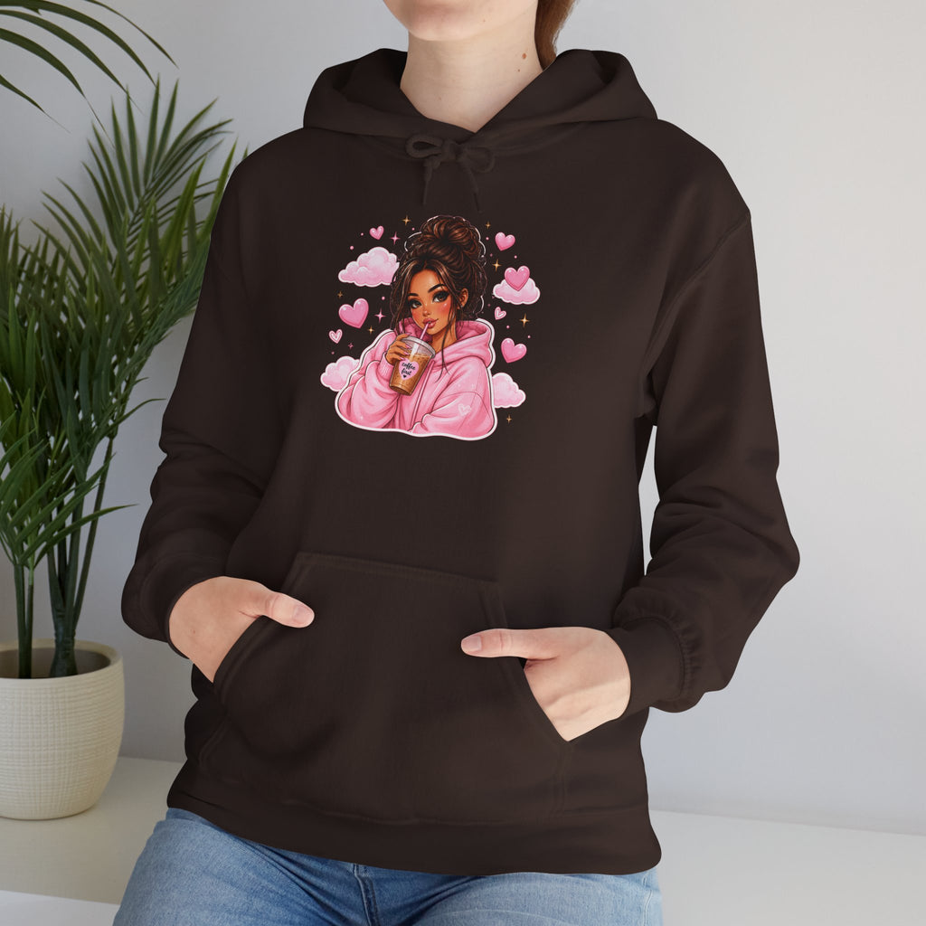 Cute Pink Heart Girl Hoodie — Cozy Graphic Sweatshirt