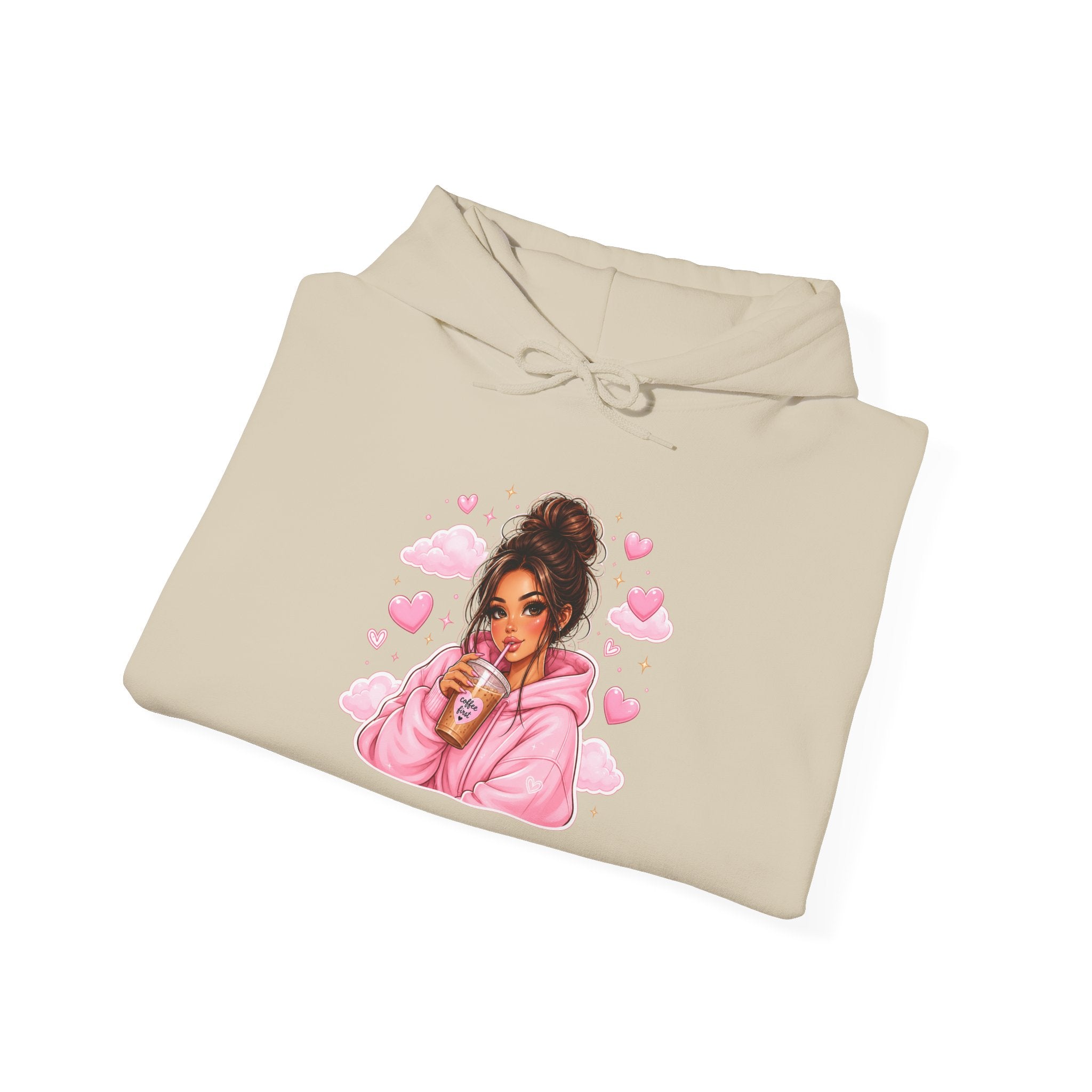Cute Pink Heart Girl Hoodie — Cozy Graphic Sweatshirt