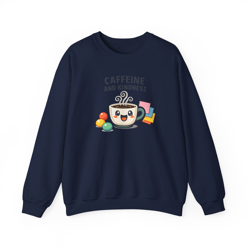 Caffeine and Kindness Sweatshirt – Coffee Lover Graphic Crewneck
