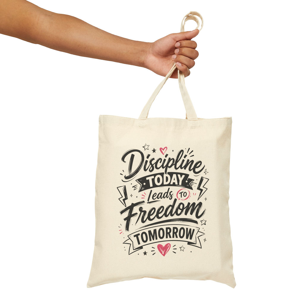 Tote Bag — "Discipline Today, Freedom Tomorrow" Motivational Canvas Tote