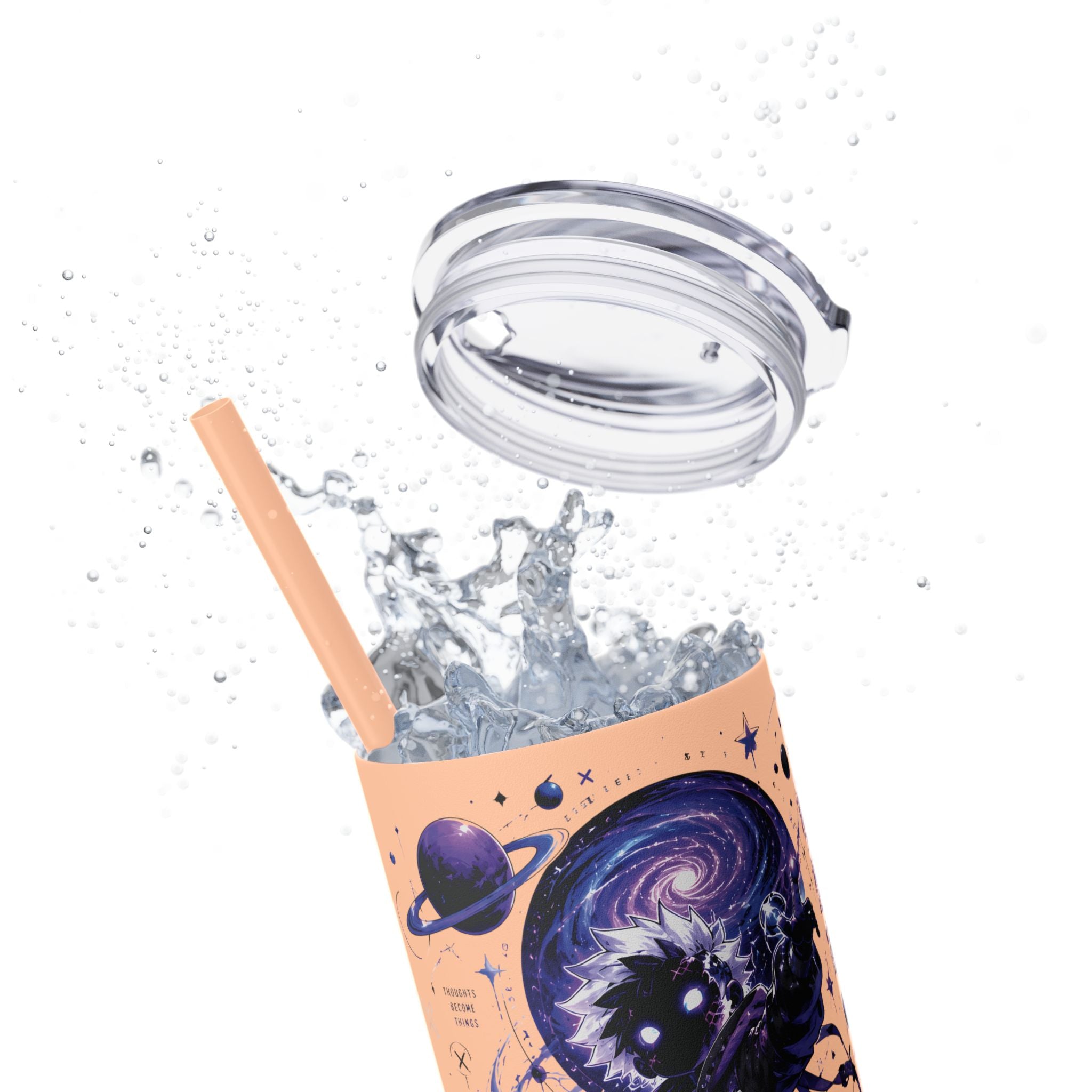Galaxy Astronaut 20oz Skinny Tumbler with Straw – Cosmic Adventure Drink Cup