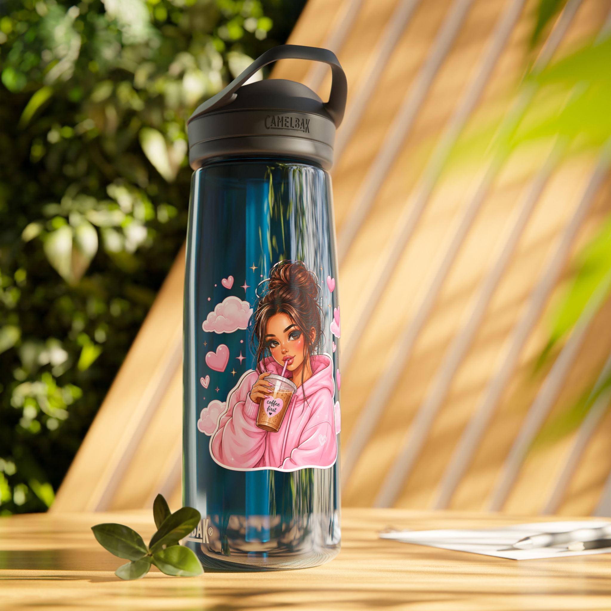 Cute Girl Sipping Boba Water Bottle — CamelBak Eddy 20/25oz