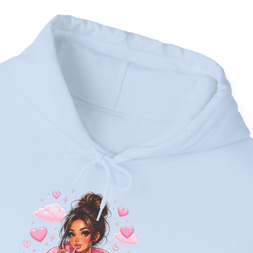 Cute Pink Heart Girl Hoodie — Cozy Graphic Sweatshirt
