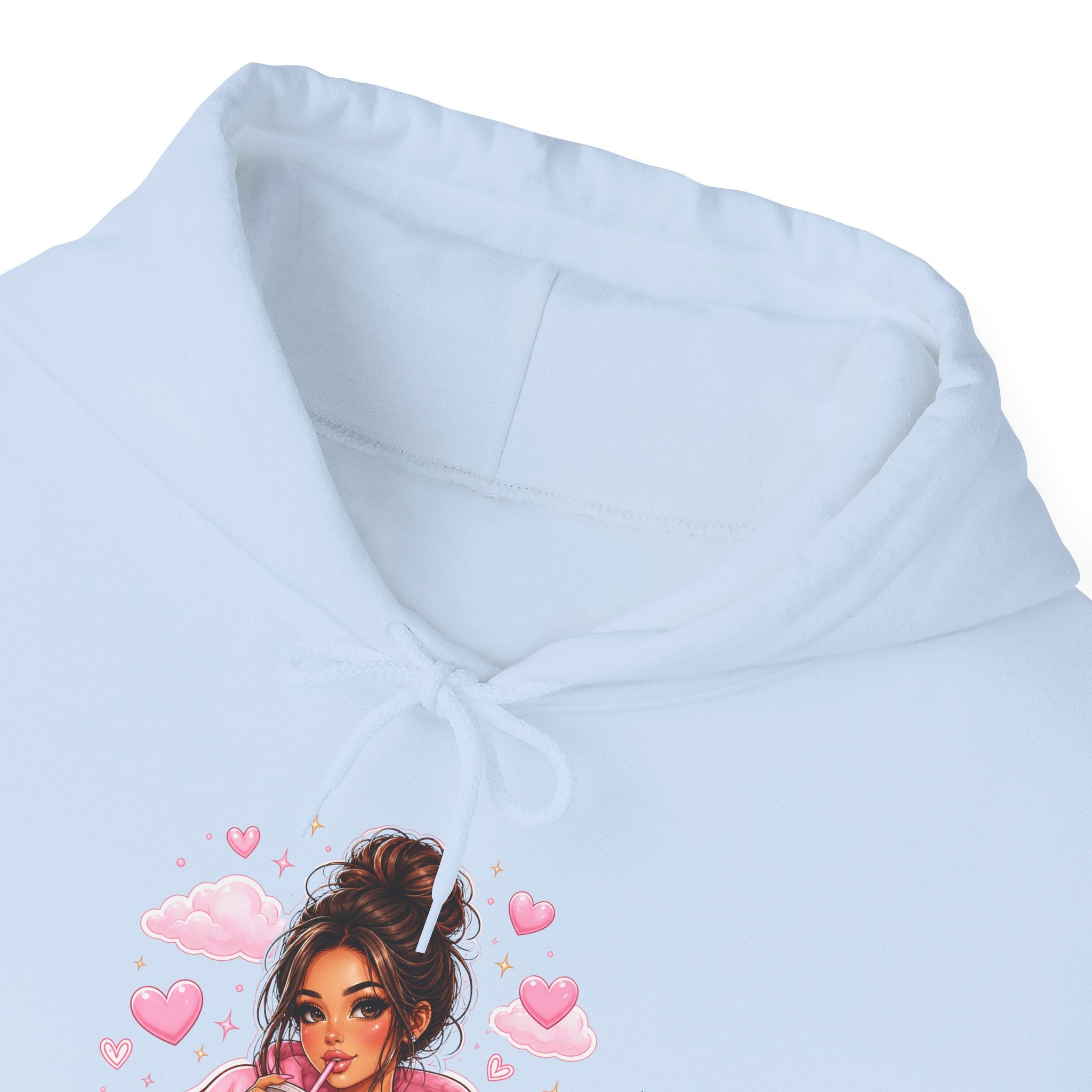 Cute Pink Heart Girl Hoodie — Cozy Graphic Sweatshirt