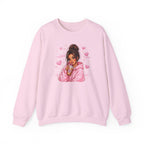 Cozy Pink Heart Girl Crewneck Sweatshirt