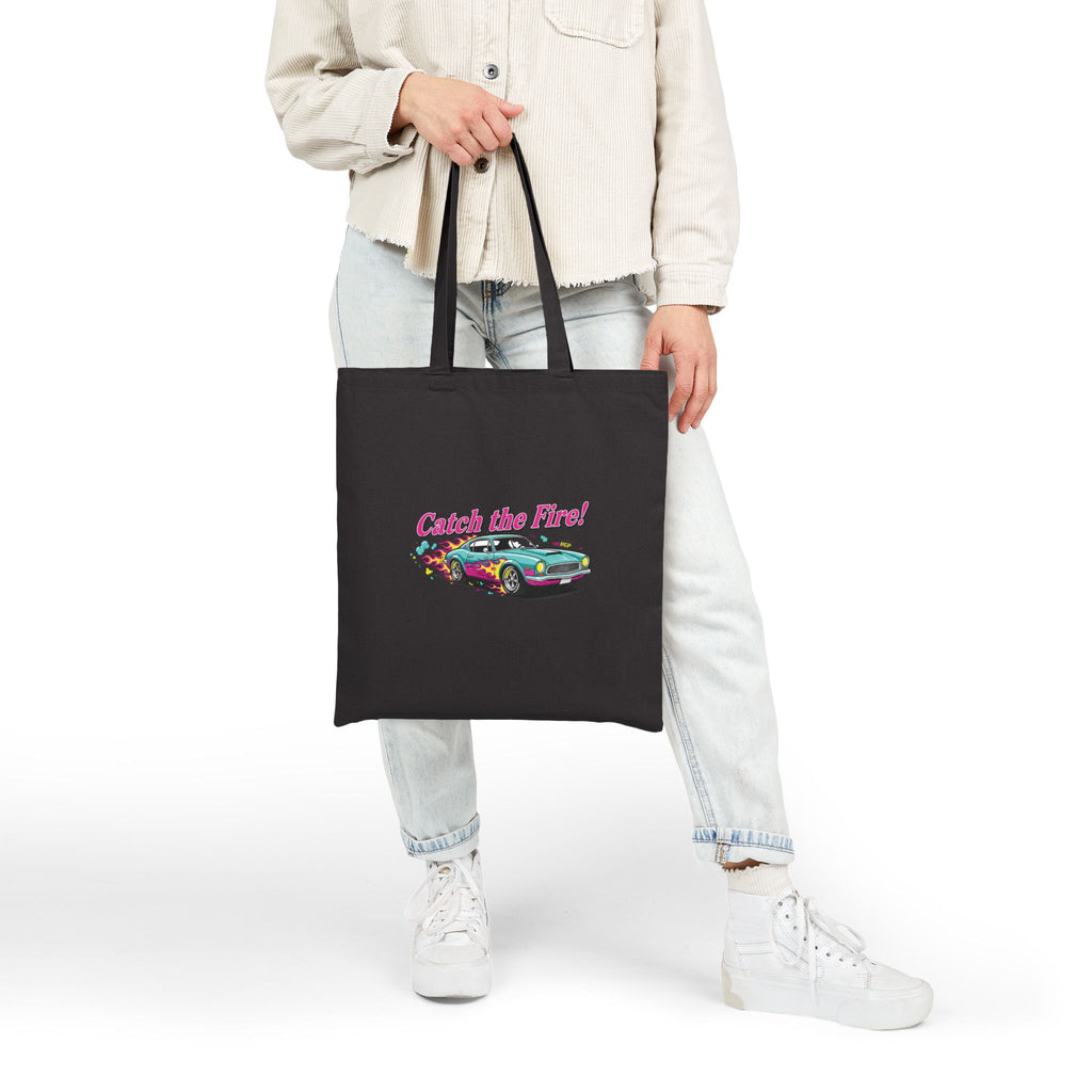 Retro Cartoon Dragster Tote, vintage car illustration | racing flames, 90s nostalgia