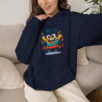 Happy Blob Cartoon Hoodie | kawaii minimal, thick outline mood face