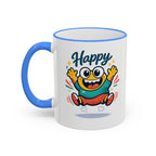 Happy Monster Accent Mug - Cute Cartoon Coffee Cup (11oz/15oz)