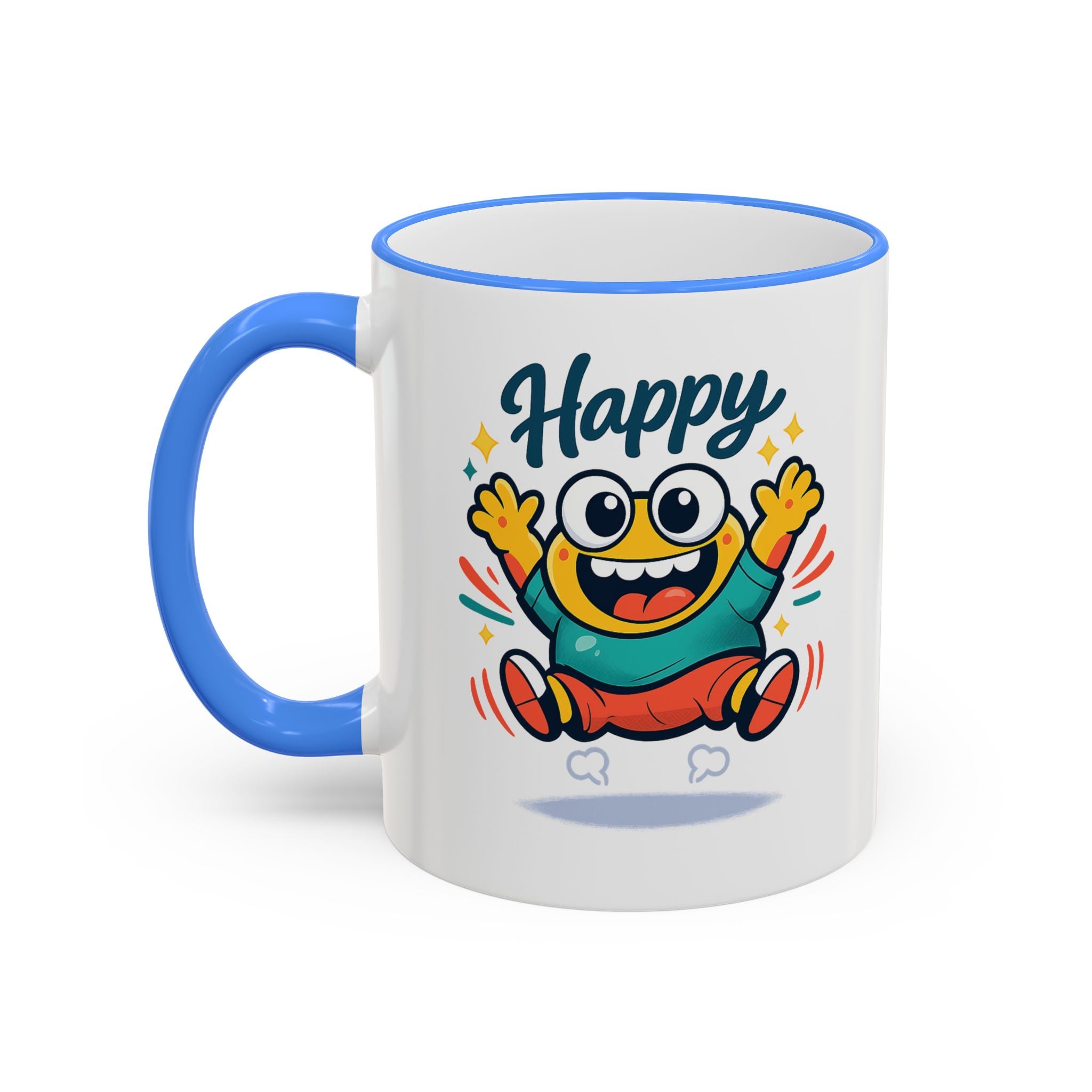 Happy Monster Accent Mug - Cute Cartoon Coffee Cup (11oz/15oz)