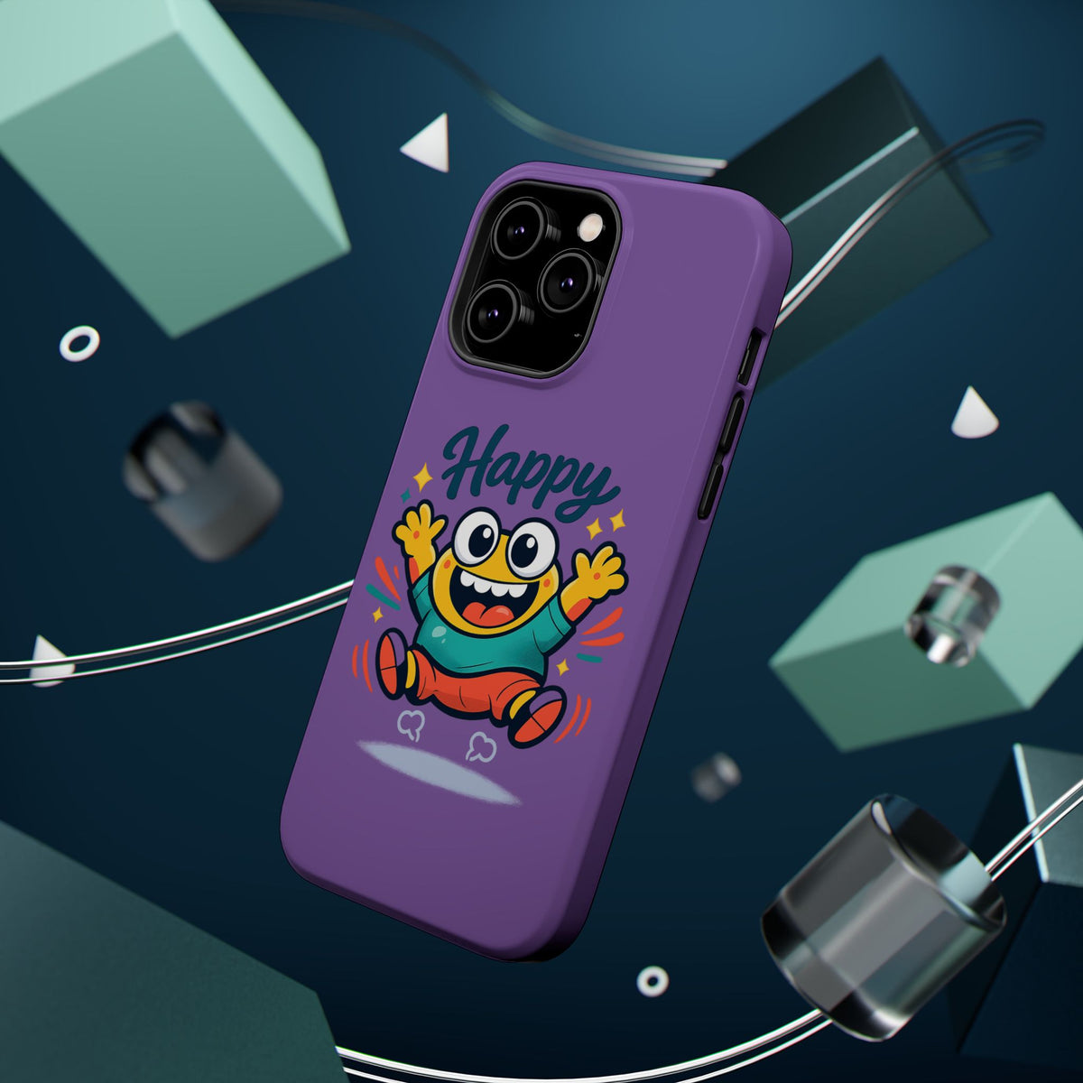 Happy Monster Magnetic Protective Phone Case Purple
