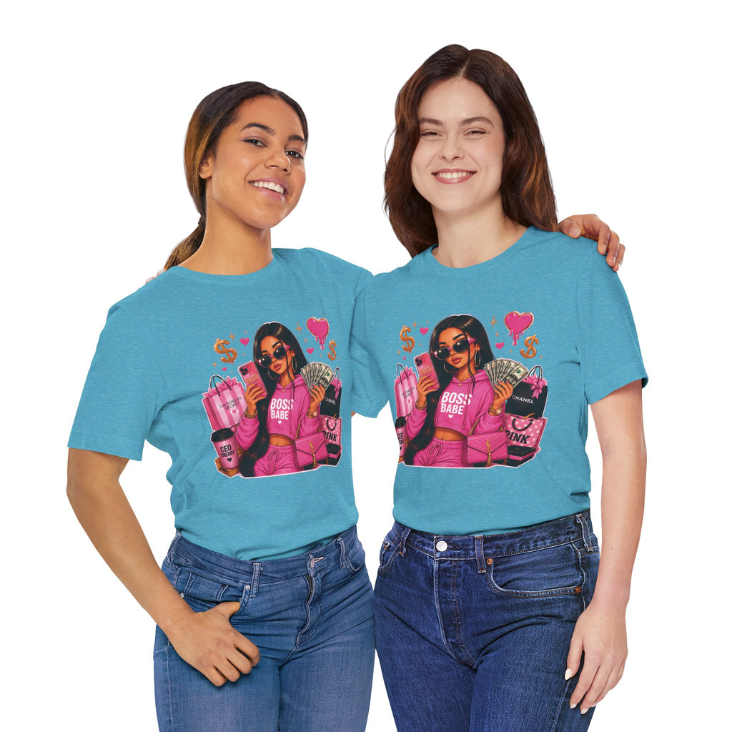 Boss Babe Pink Fashion Tee — Women’s Glam Money & Shopping Graphic Shirt