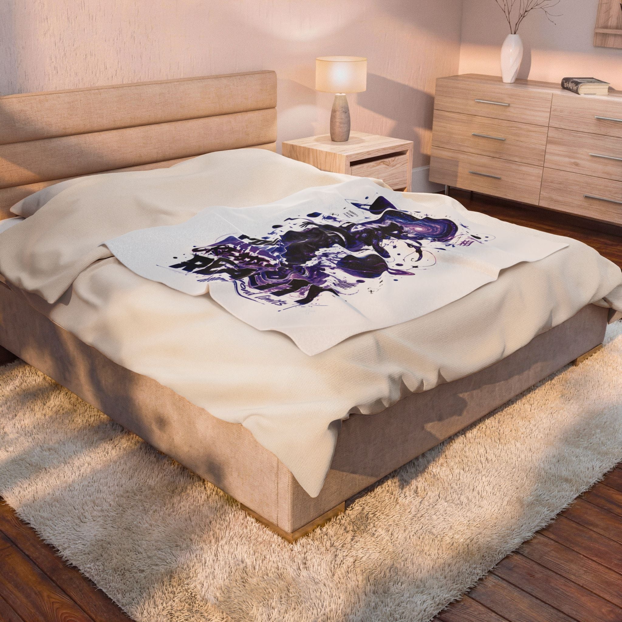 Velveteen Plush Blanket — Cosmic Astronaut 'Your Mind Creates Reality' Soft Throw