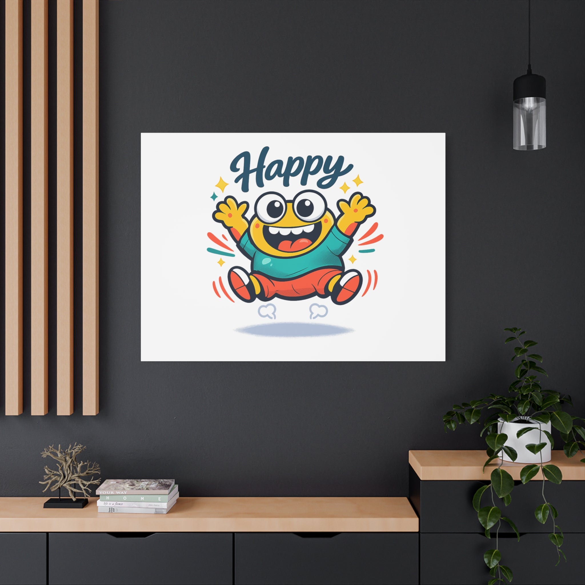 Happy Blob Cartoon Canvas | Bold Cartoon, Thick Outline, Kawaii Minimal