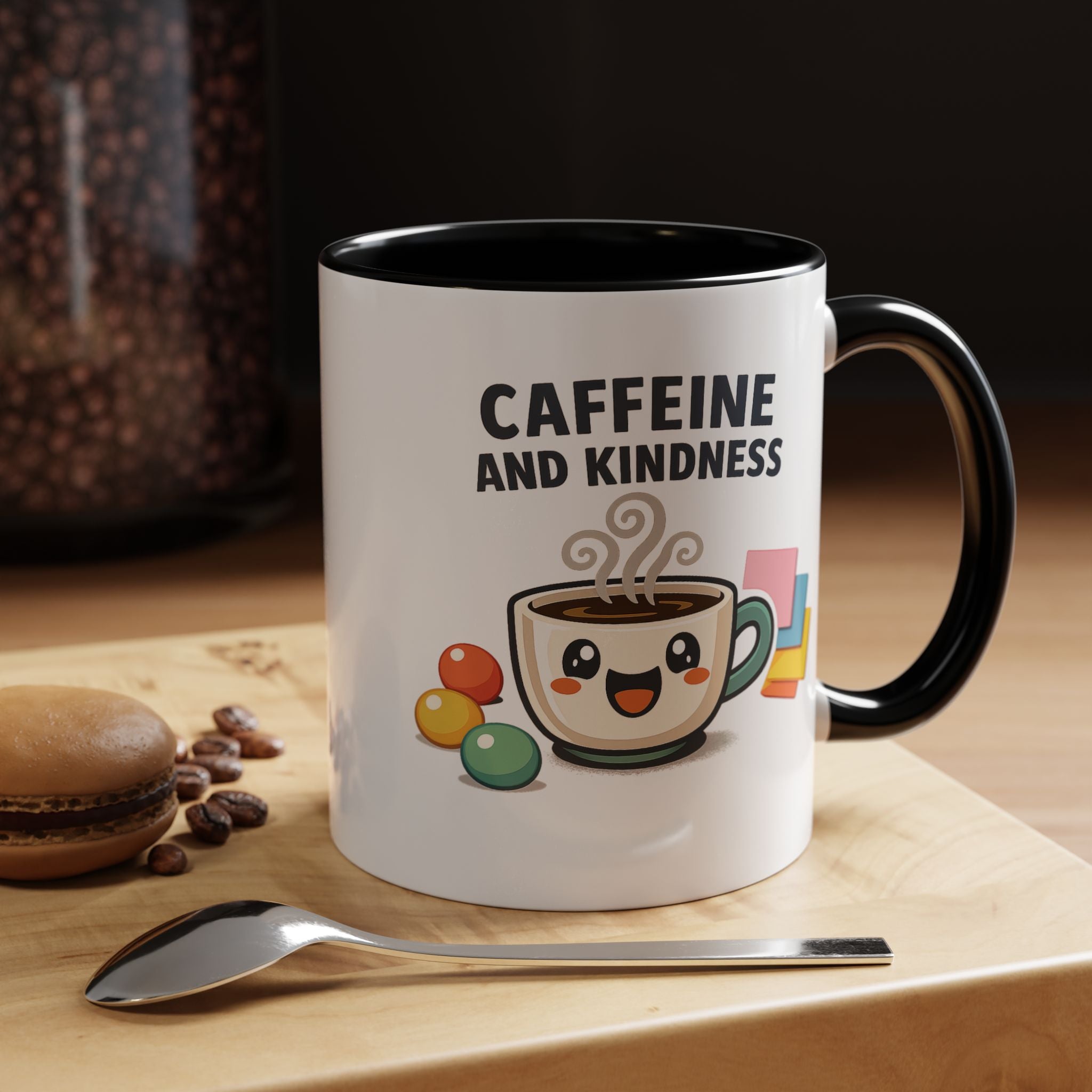 Caffeine and Kindness Coffee Mug – Ceramic Accent Mug (11oz / 15oz)