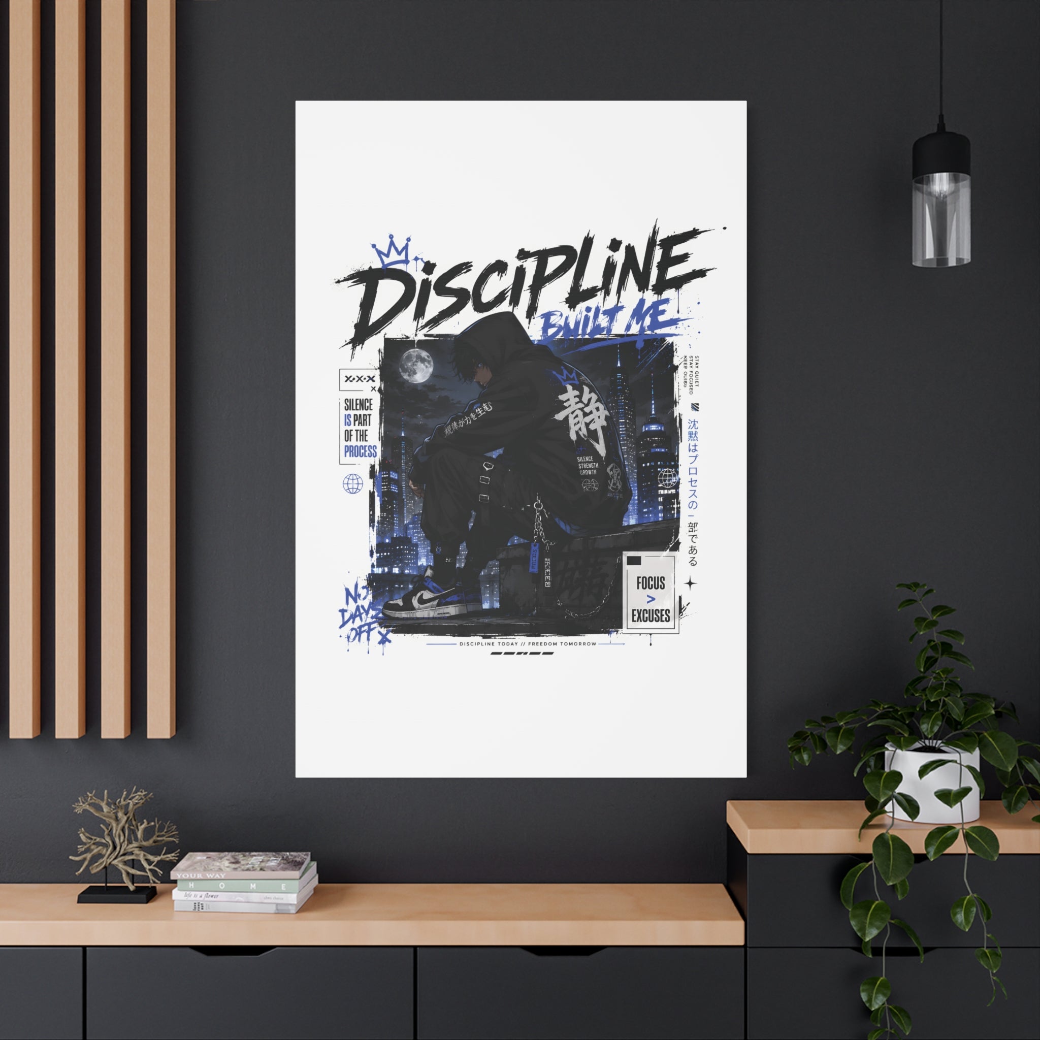 Discipline Built Me Canvas Print — Urban Streetwear Motivational Wall Art