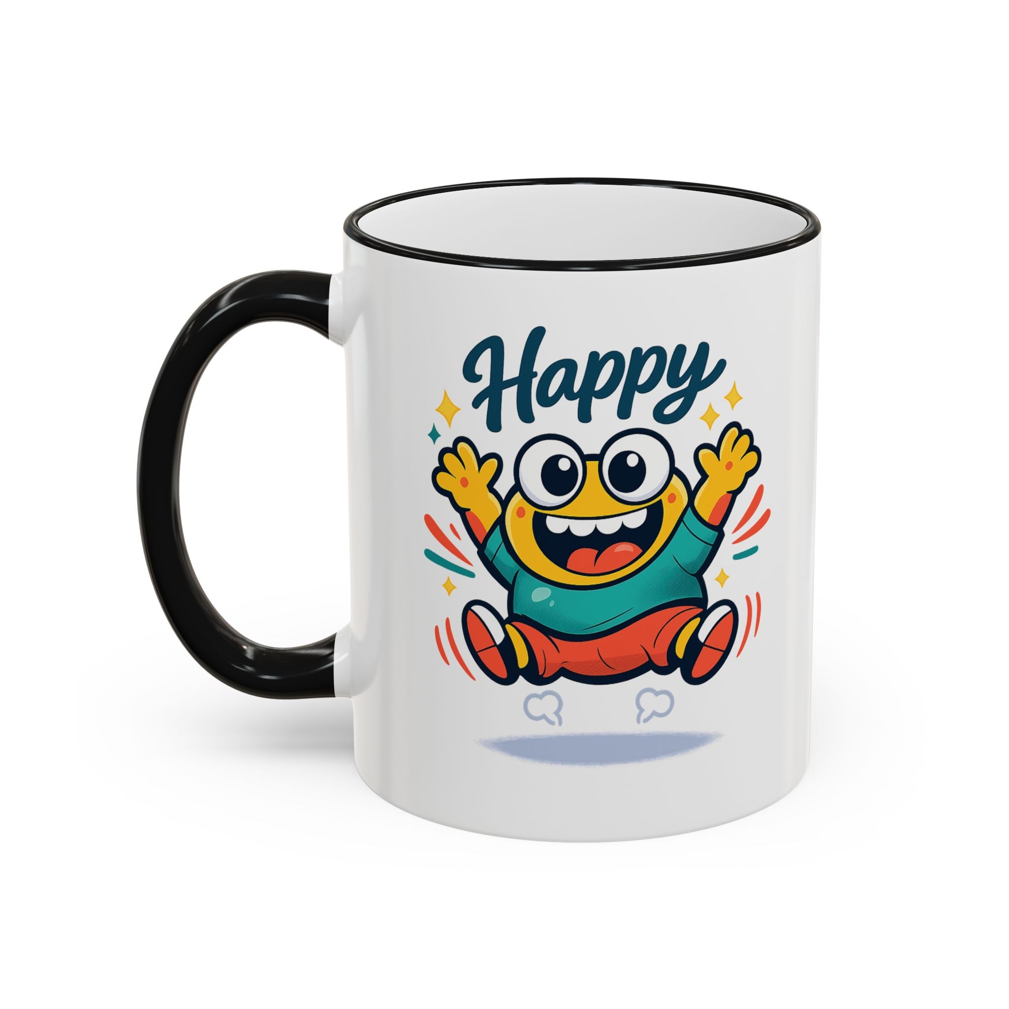 Happy Monster Accent Mug - Cute Cartoon Coffee Cup (11oz/15oz)