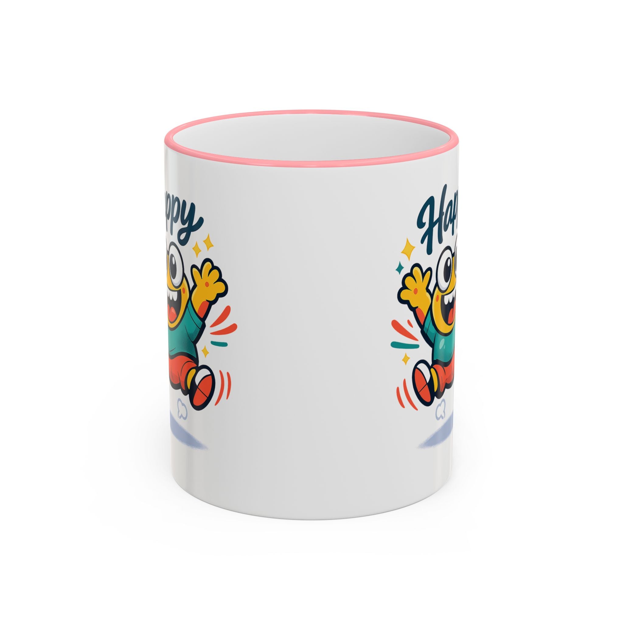 Happy Monster Accent Mug - Cute Cartoon Coffee Cup (11oz/15oz)