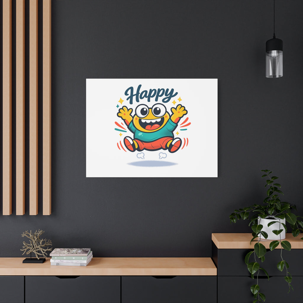Happy Blob Cartoon Canvas | Bold Cartoon, Thick Outline, Kawaii Minimal