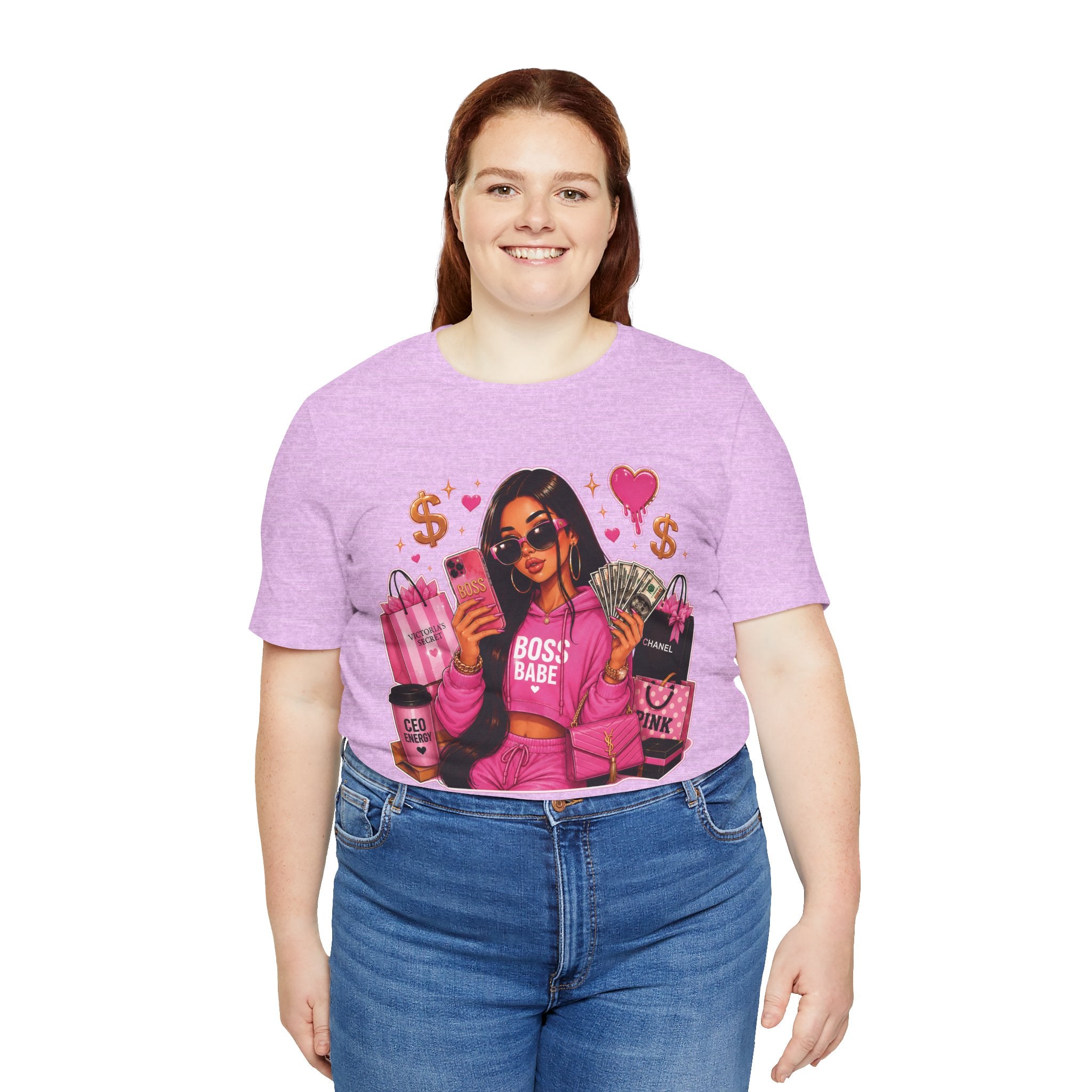 Boss Babe Pink Fashion Tee — Women’s Glam Money & Shopping Graphic Shirt