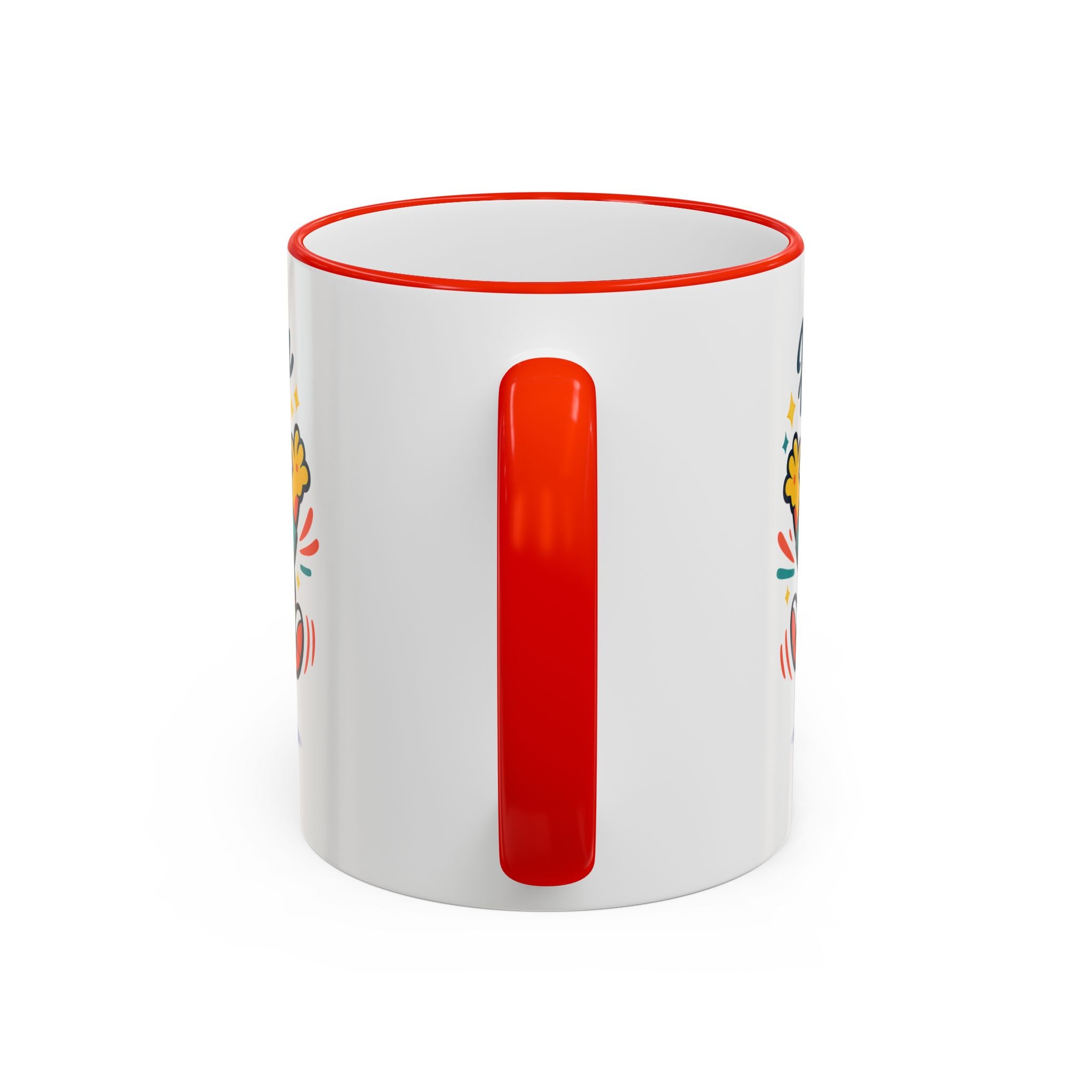 Happy Monster Accent Mug - Cute Cartoon Coffee Cup (11oz/15oz)