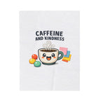Caffeine and Kindness Velveteen Blanket - Cozy Coffee-Themed Throw