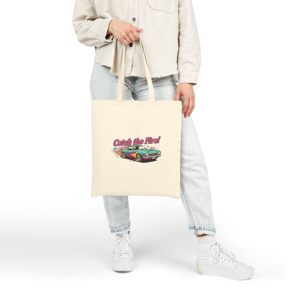 Retro Cartoon Dragster Tote, vintage car illustration | racing flames, 90s nostalgia
