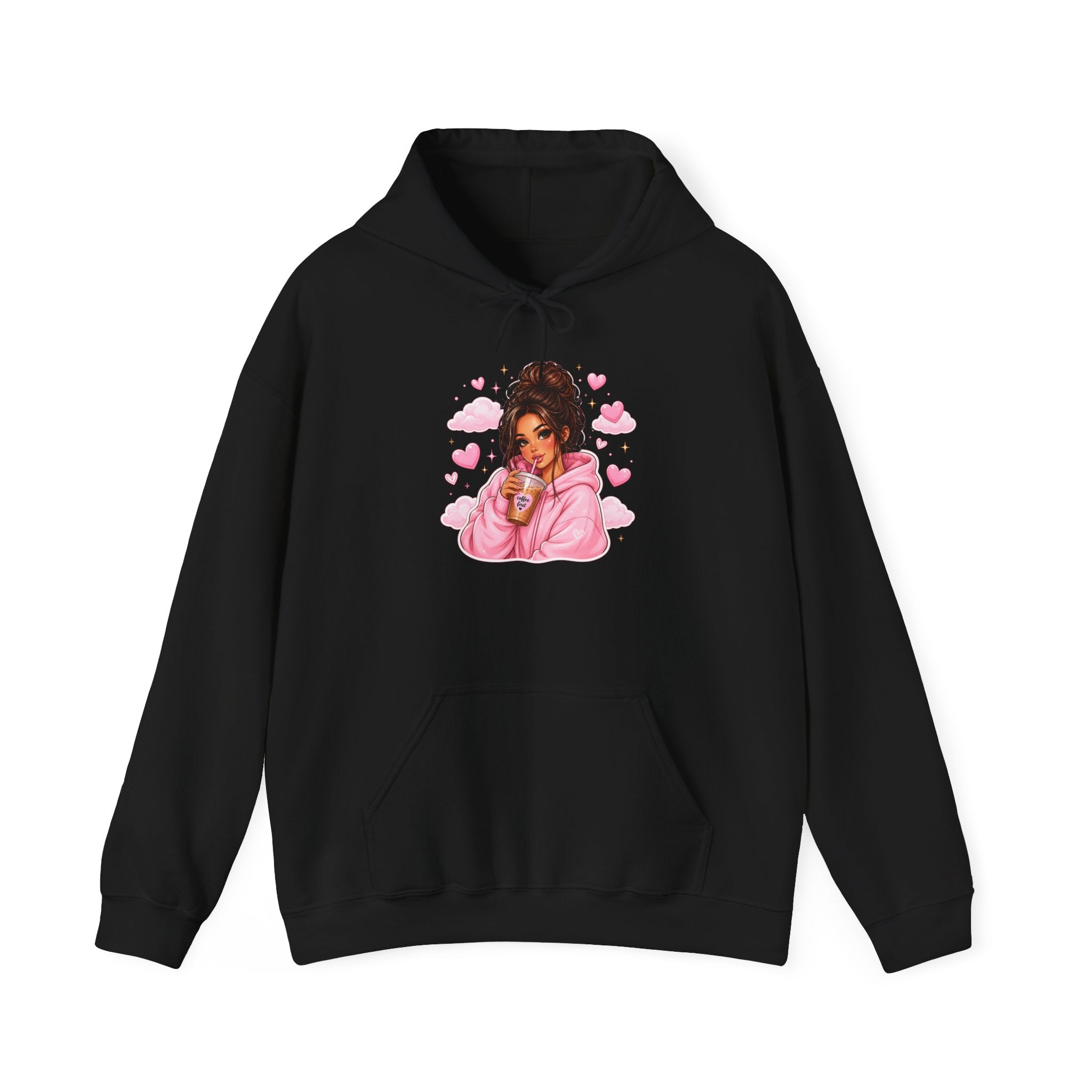 Cute Pink Heart Girl Hoodie — Cozy Graphic Sweatshirt