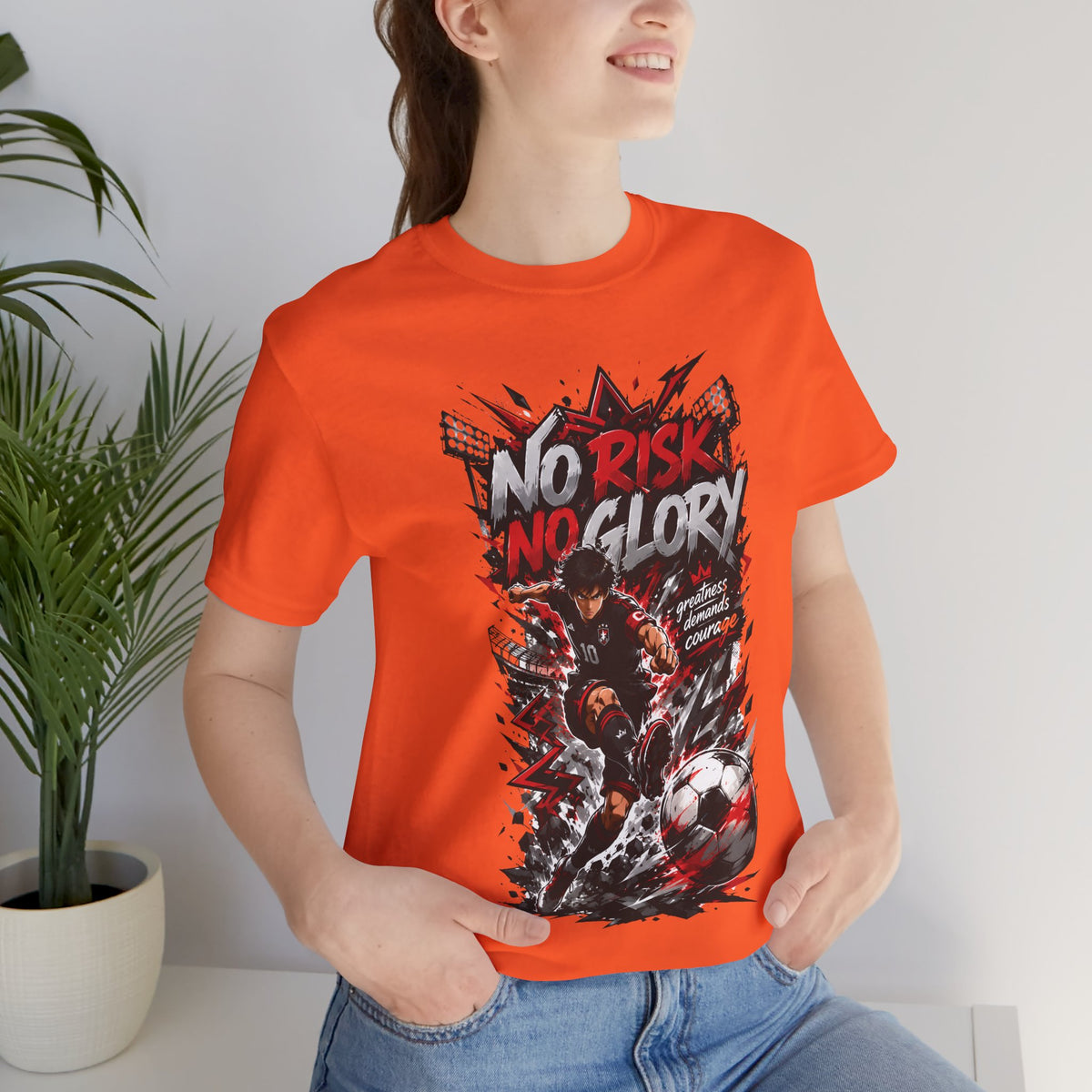 No Risk No Glory Soccer Graphic T Shirt