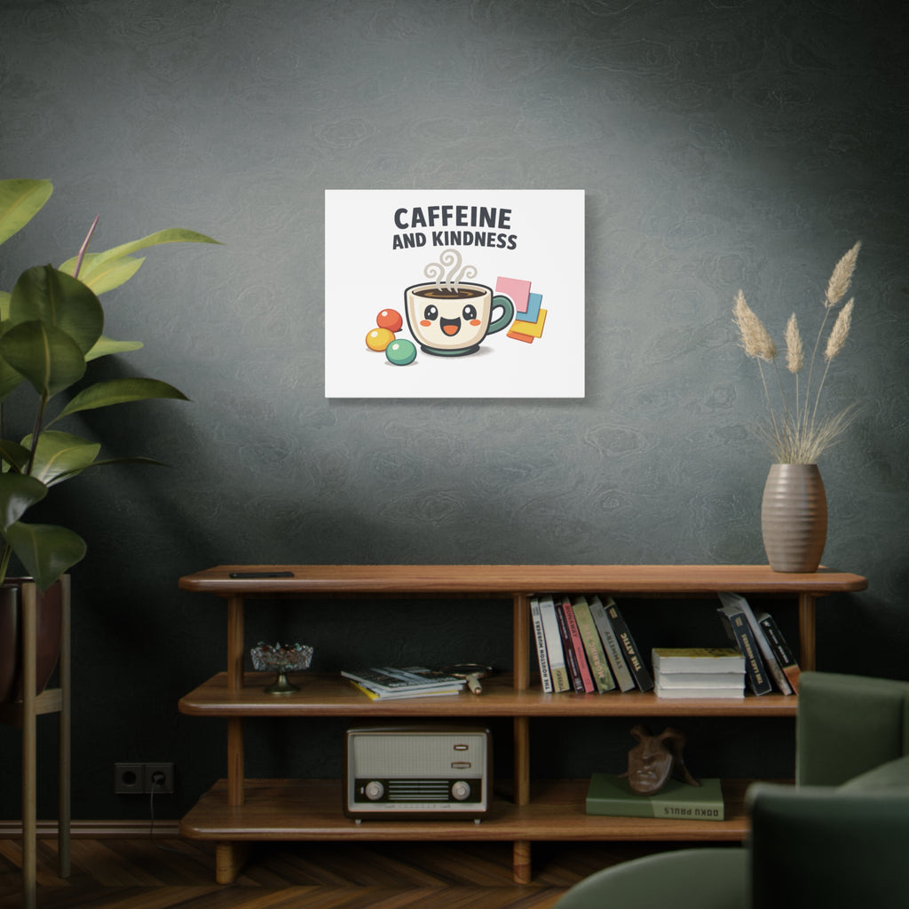 Caffeine and Kindness Canvas | Office Humor, Coffee Fuel Wall Art