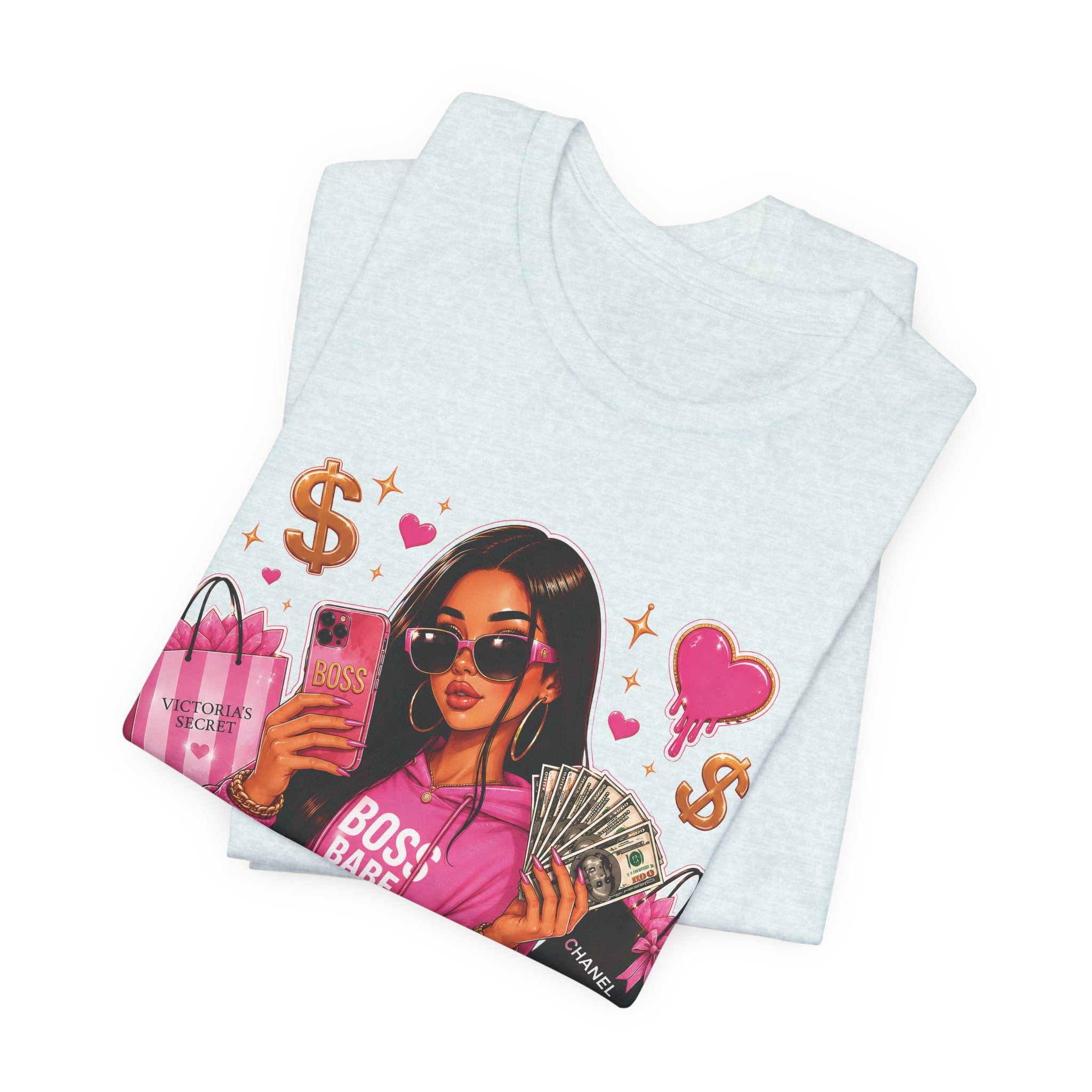 Boss Babe Pink Fashion Tee — Women’s Glam Money & Shopping Graphic Shirt
