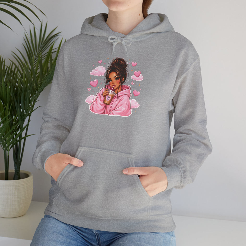 Cute Pink Heart Girl Hoodie — Cozy Graphic Sweatshirt