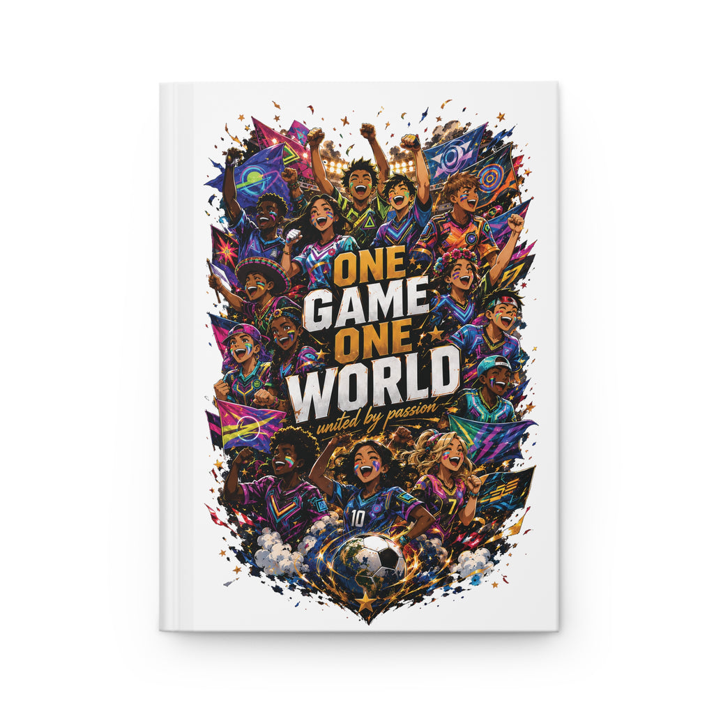 Hardcover Journal — "One Game One World" Soccer Fan Personalized Notebook