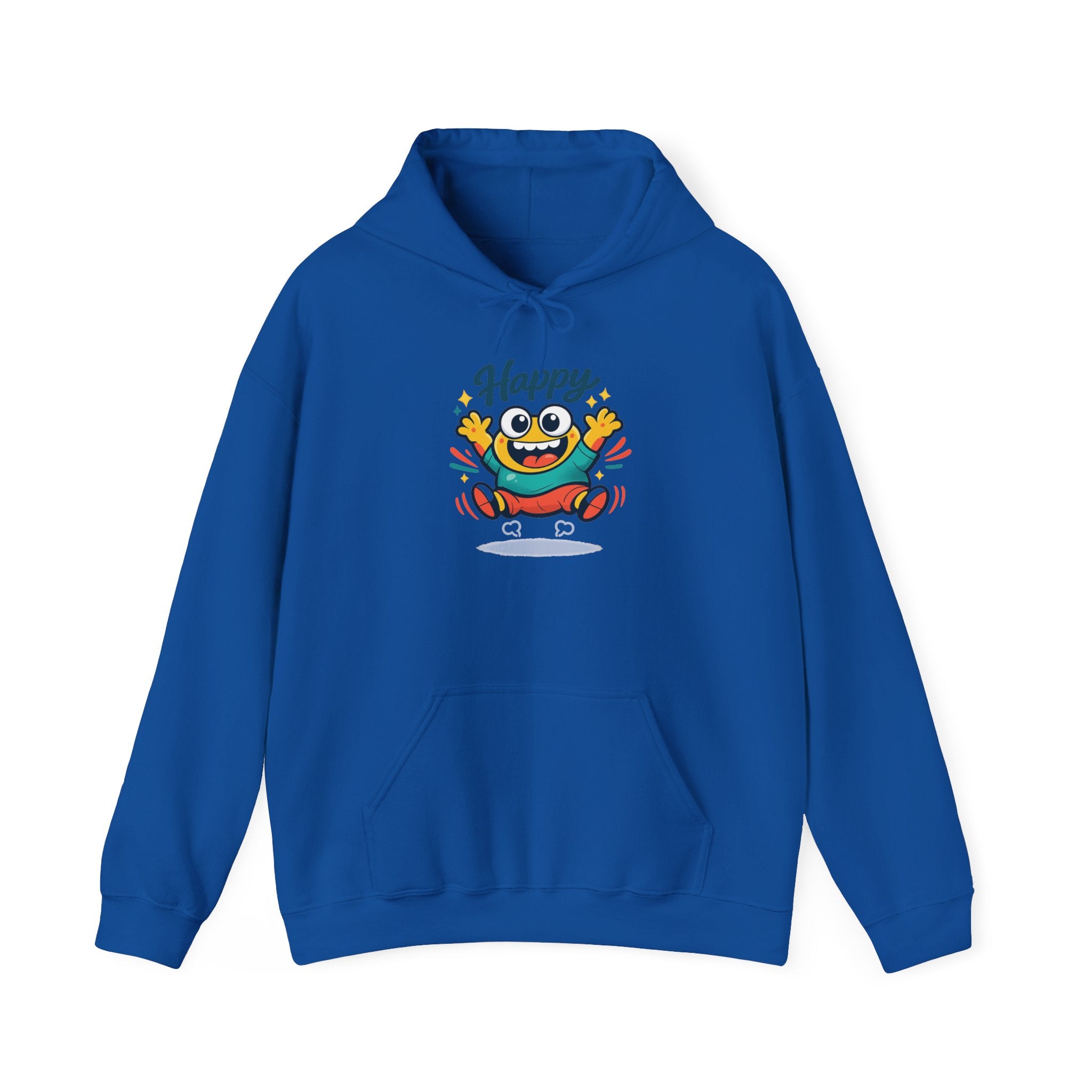 Happy Blob Cartoon Hoodie | kawaii minimal, thick outline mood face