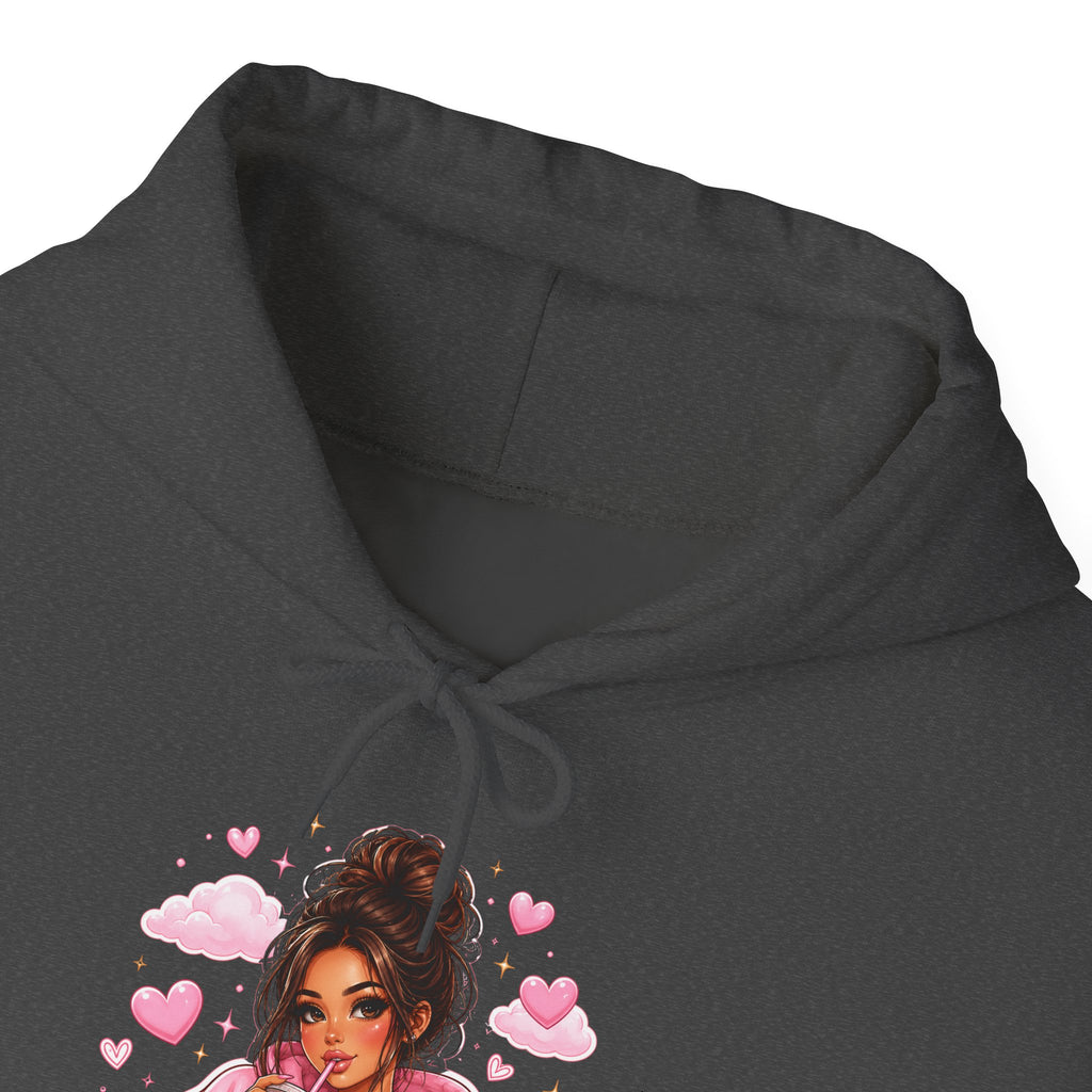 Cute Pink Heart Girl Hoodie — Cozy Graphic Sweatshirt