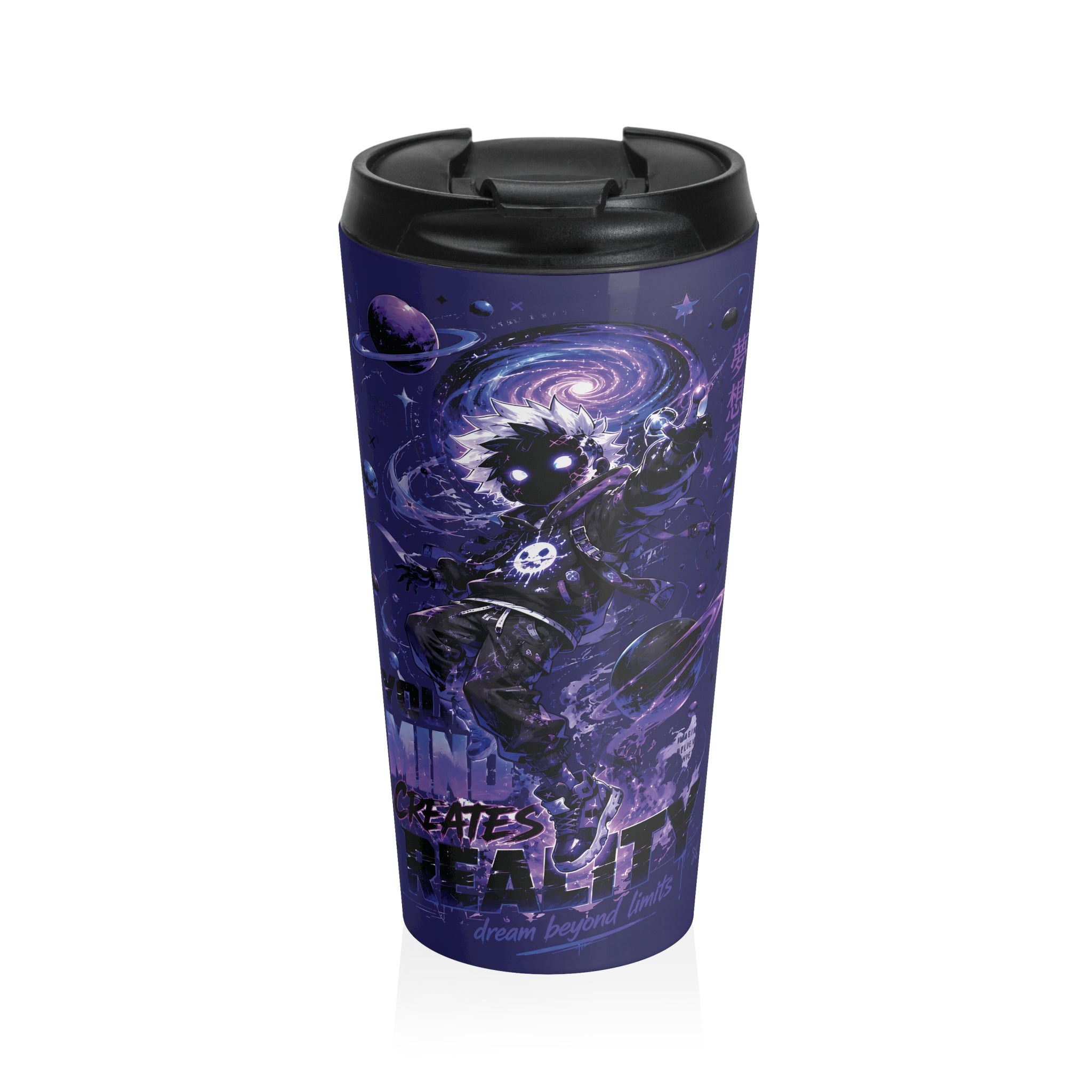 Galaxy Dreamer Stainless Steel Travel Mug — Cosmic Astronaut Design (Midnight)
