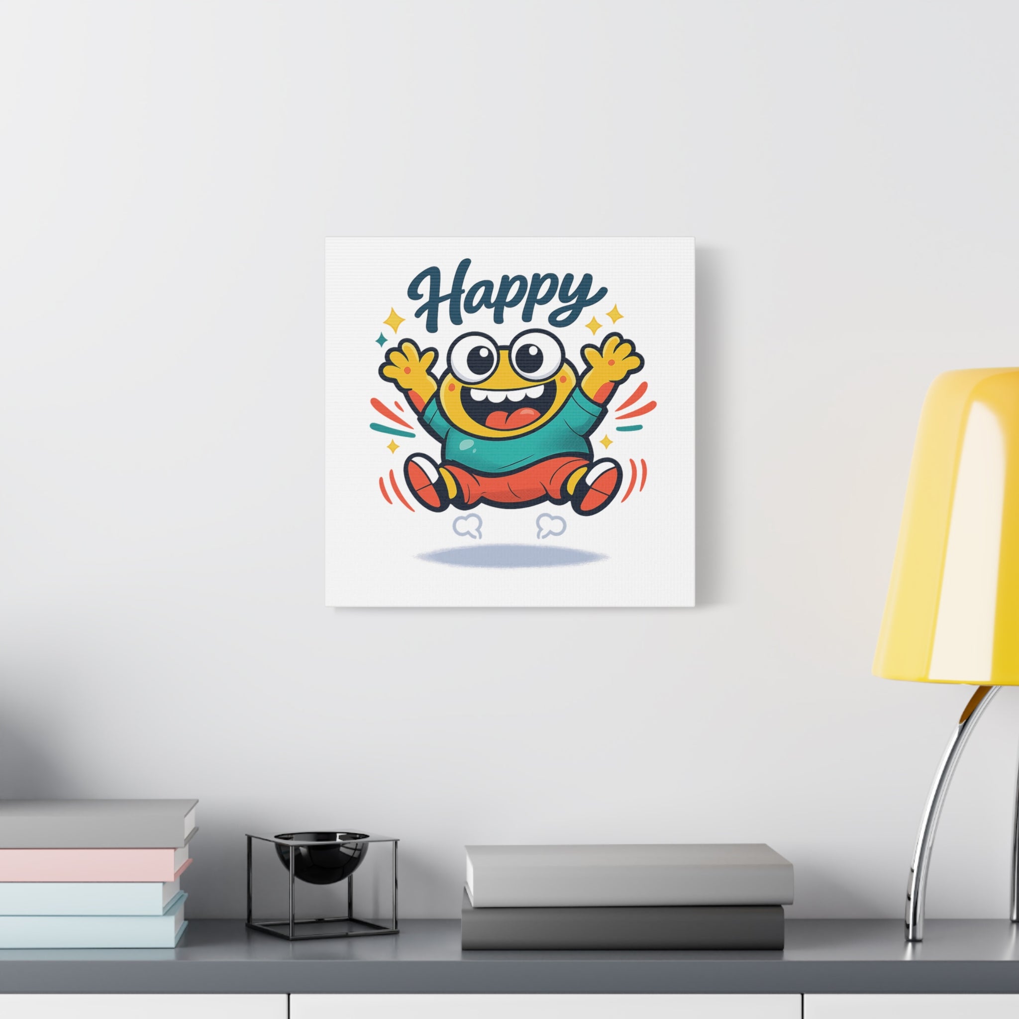 Happy Blob Cartoon Canvas | Bold Cartoon, Thick Outline, Kawaii Minimal