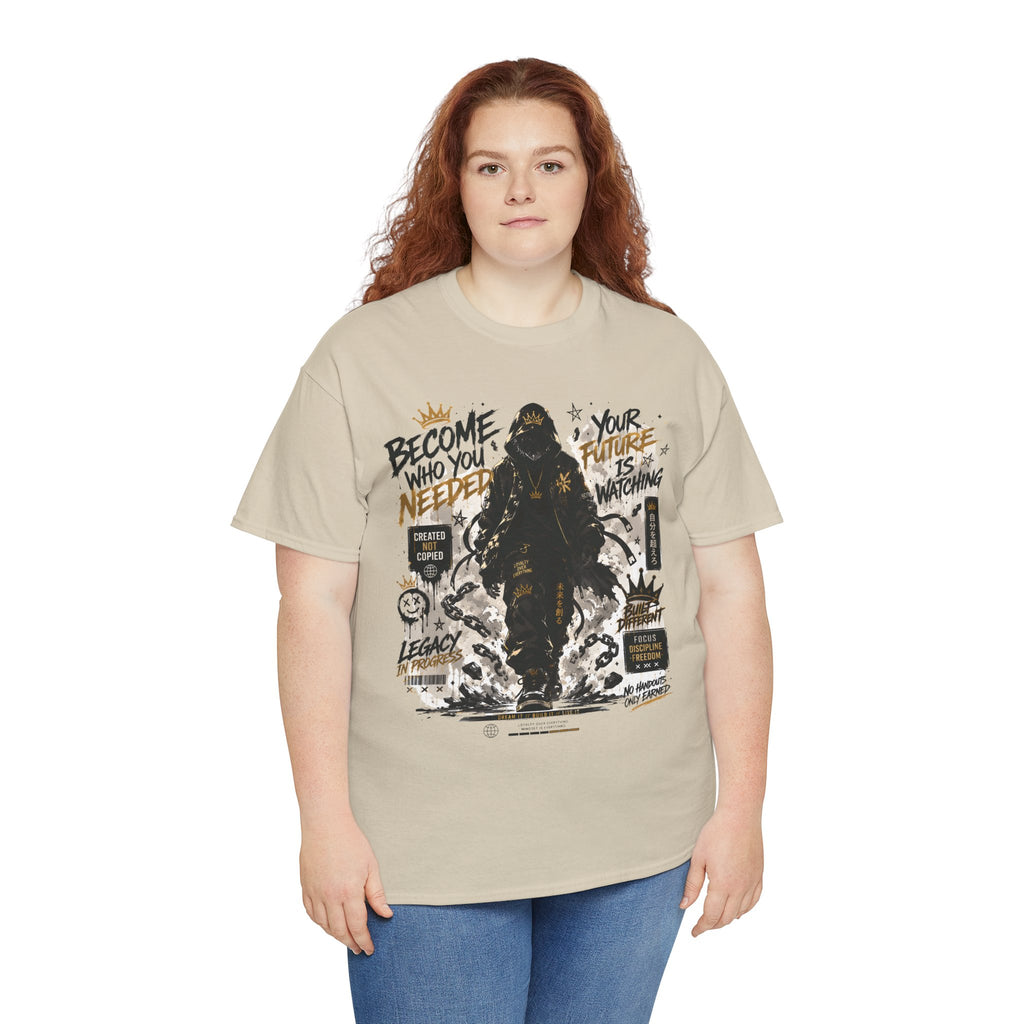 Motivational Soldier Graphic Tee – "Become Who You Need" Inspirational Military Design