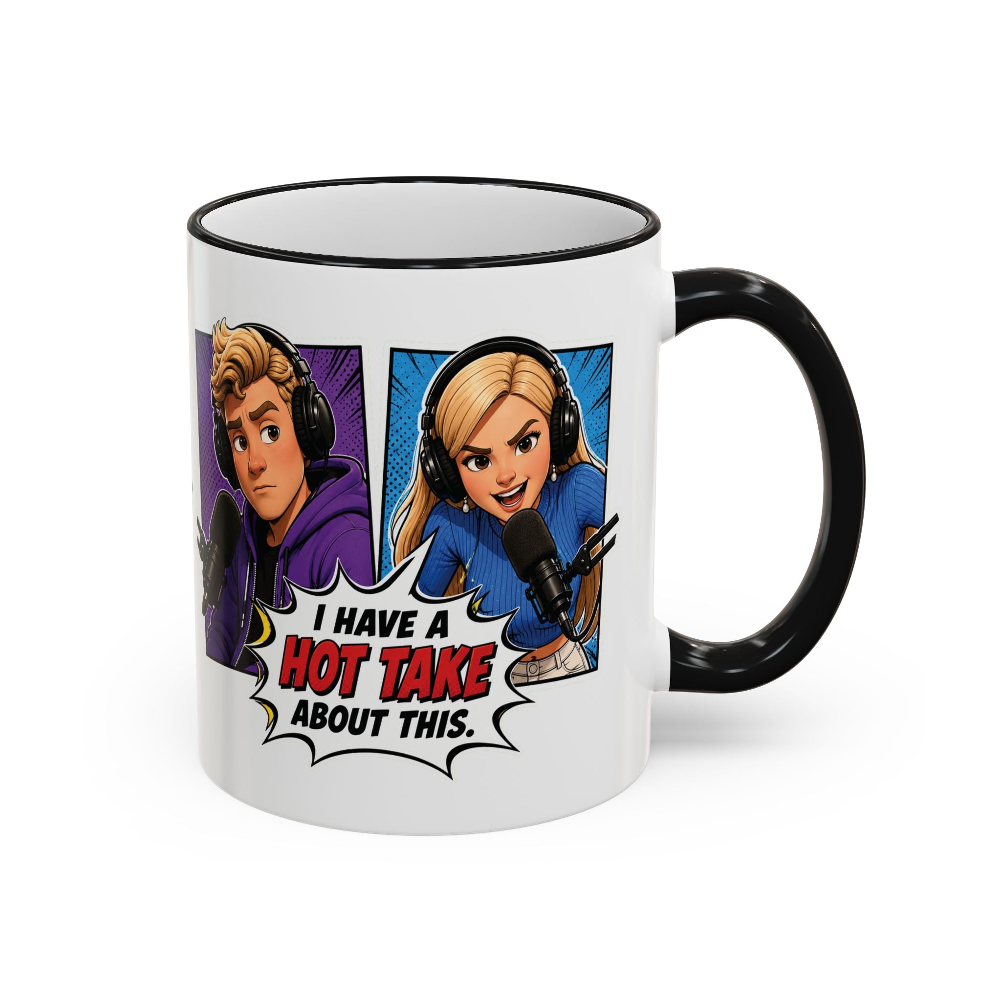 Jake And Emma Hot Take Accent Rim Mug – I Have A Hot Take About This Comic Coffee Cup (11oz/15oz)