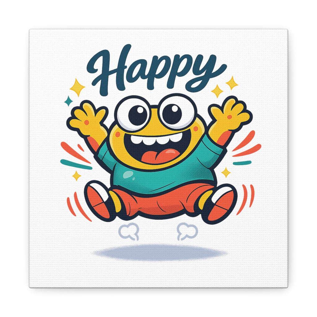 Happy Blob Cartoon Canvas | Bold Cartoon, Thick Outline, Kawaii Minimal