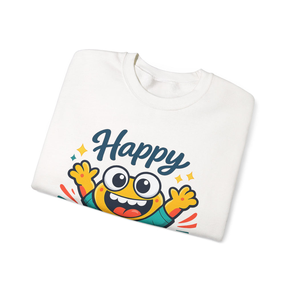 Happy Blob Cartoon Crewneck Sweatshirt | kawaii minimal, thick outline