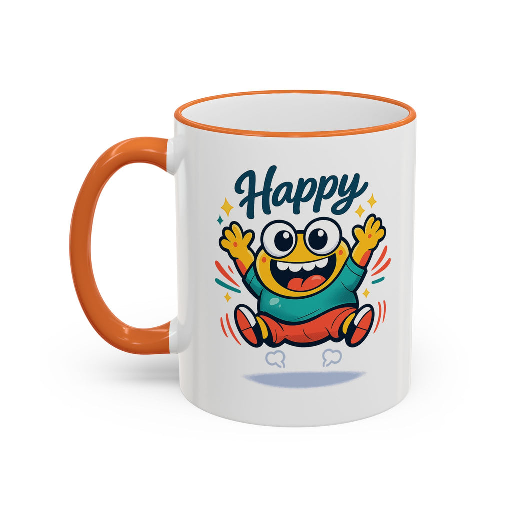 Happy Monster Accent Mug - Cute Cartoon Coffee Cup (11oz/15oz)
