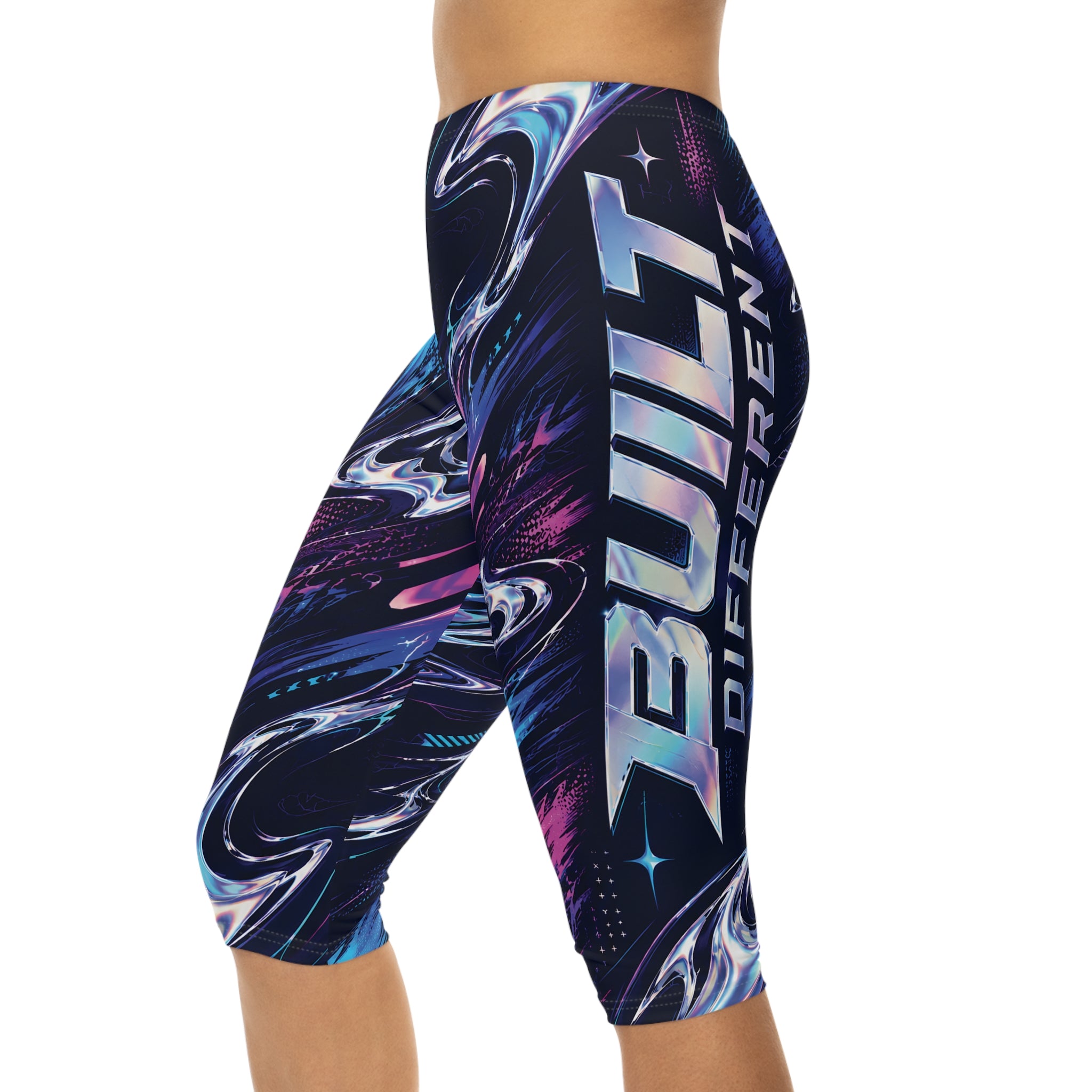 Built Different Galaxy Swirl Capri Leggings