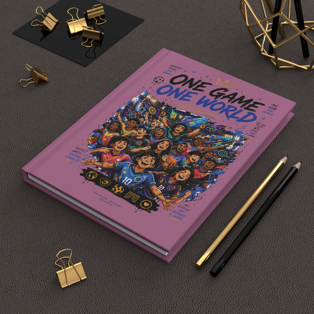 One Game One World Soccer Journal — Personalized Hardcover Notebook