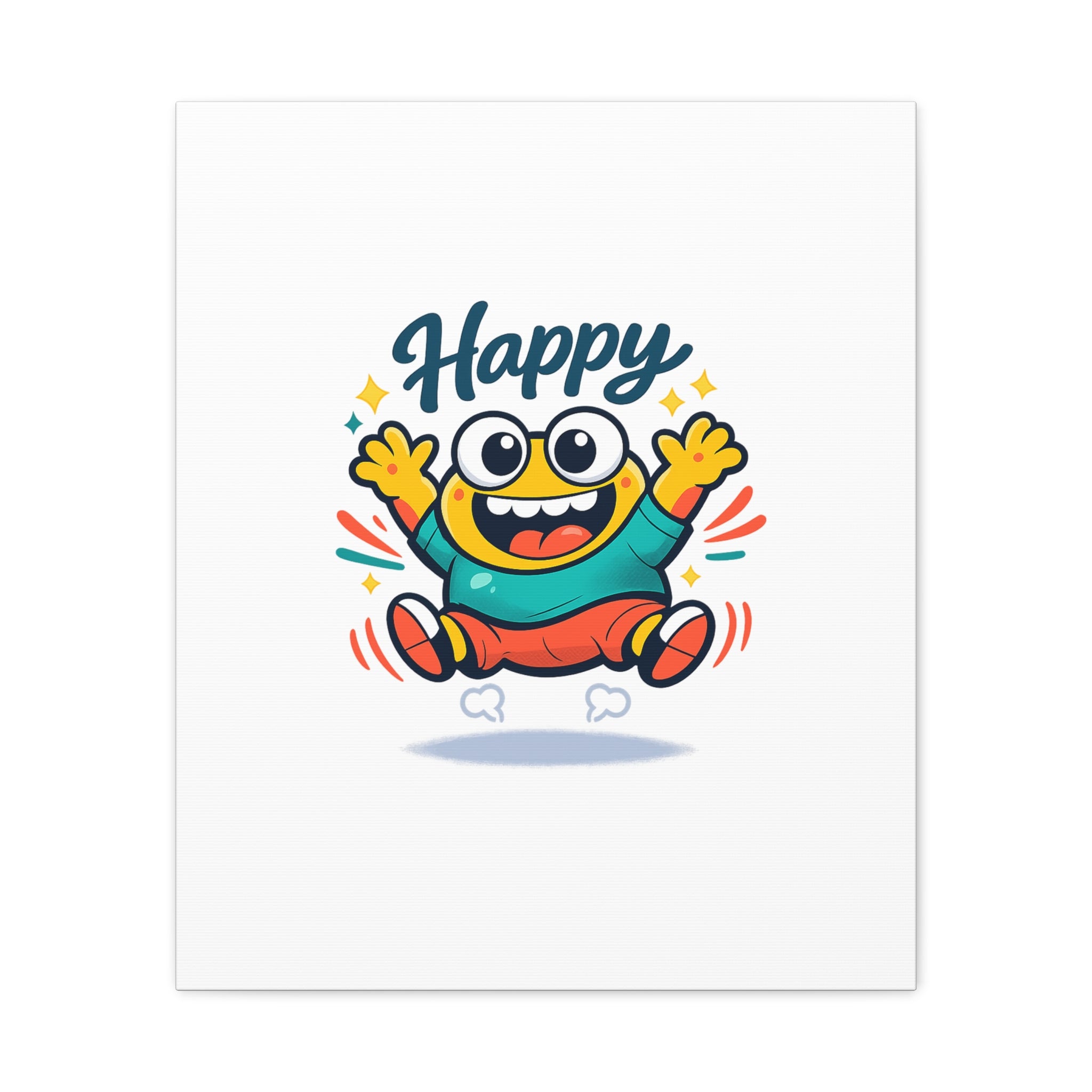 Happy Blob Cartoon Canvas | Bold Cartoon, Thick Outline, Kawaii Minimal